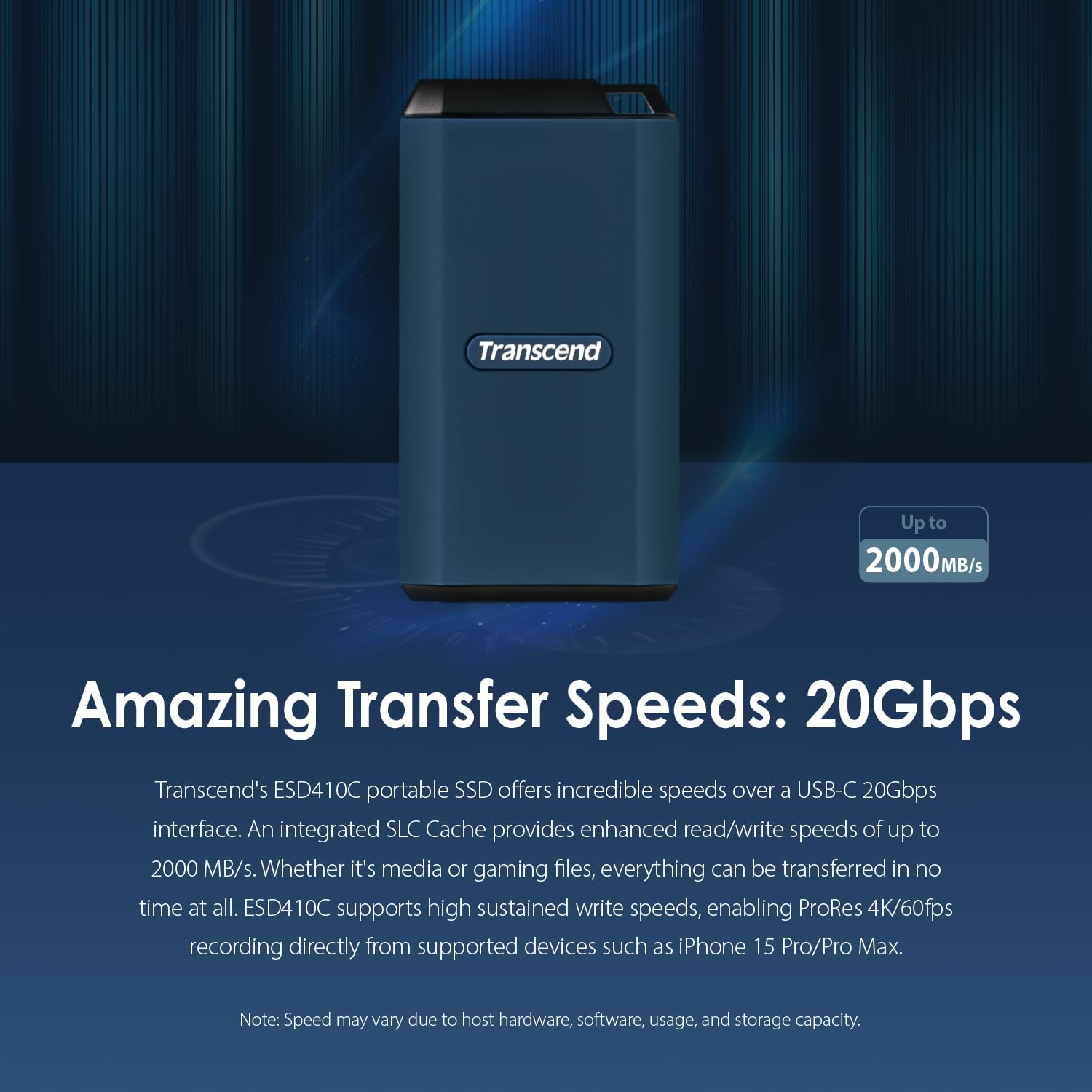 TRANSCEND ESD410C 4To External SSD USB 20Gbps Type C