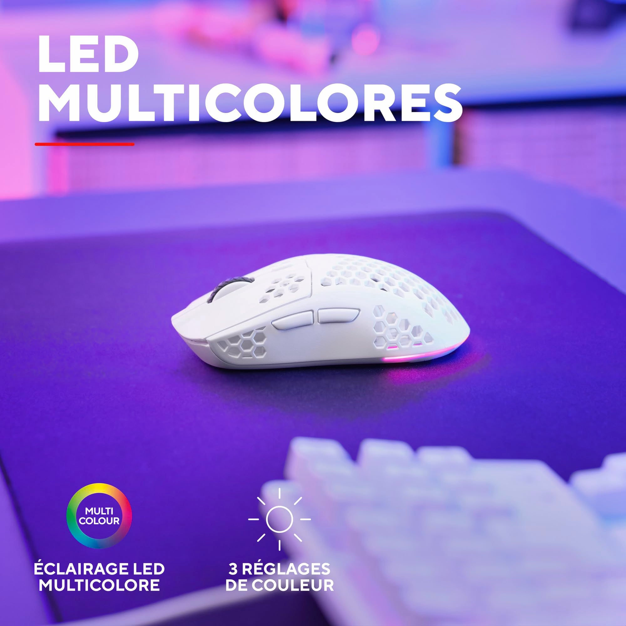 TRUST Souris gaming sans fil HELOX ultra légére - Blanche