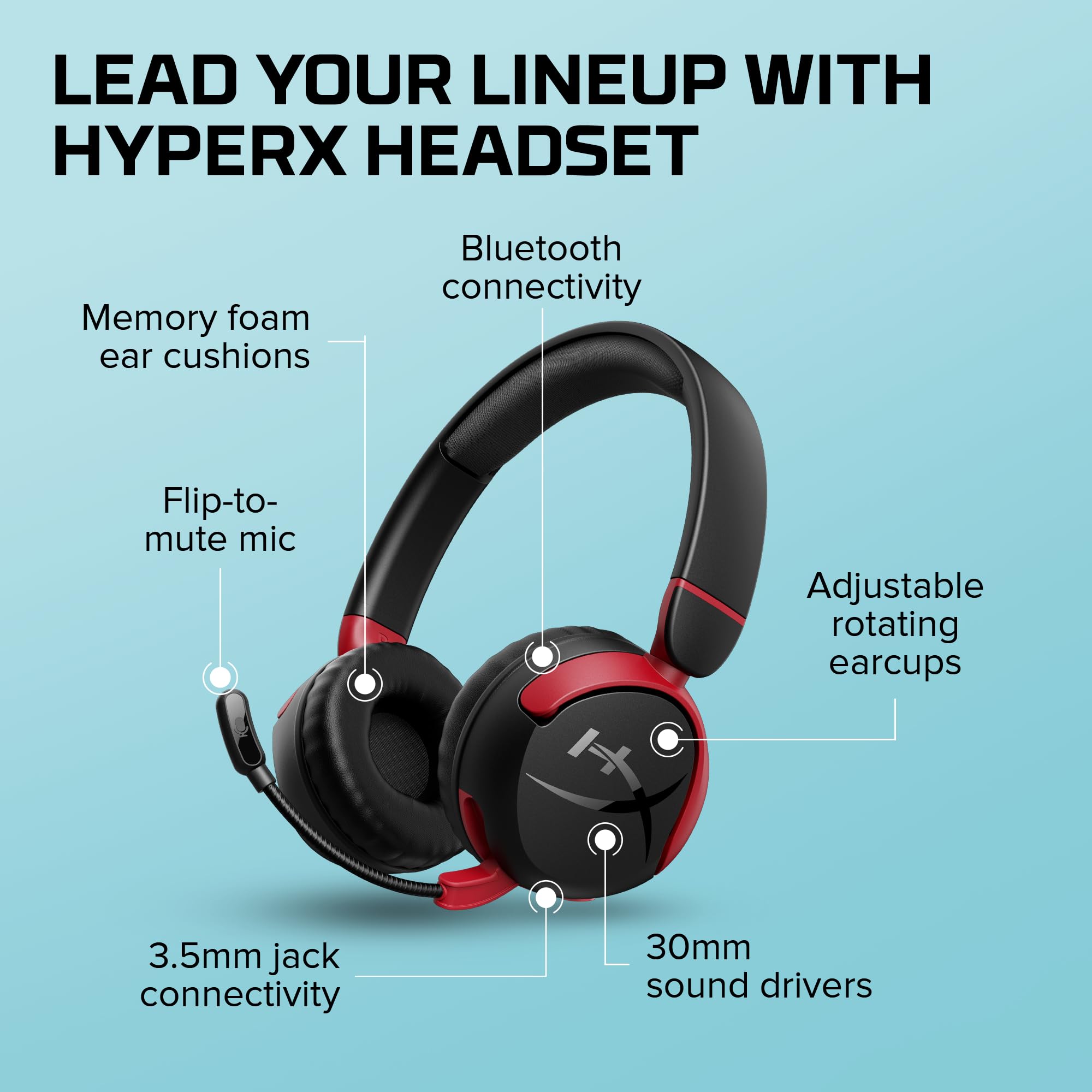 Casque sans fil HyperX Cloud Mini avec microphone, noir-rouge
