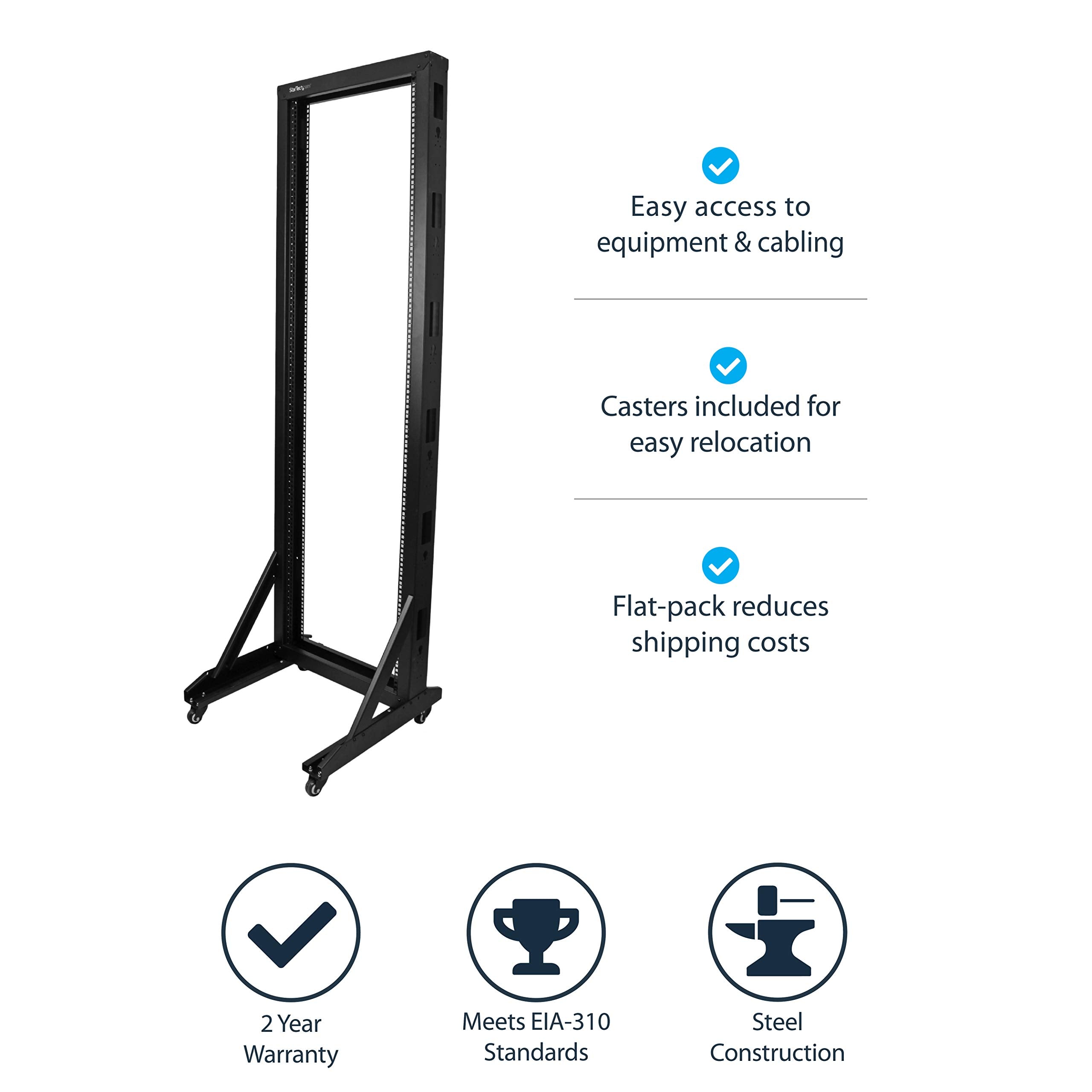 2-Post Server Rack with Casters - 42U