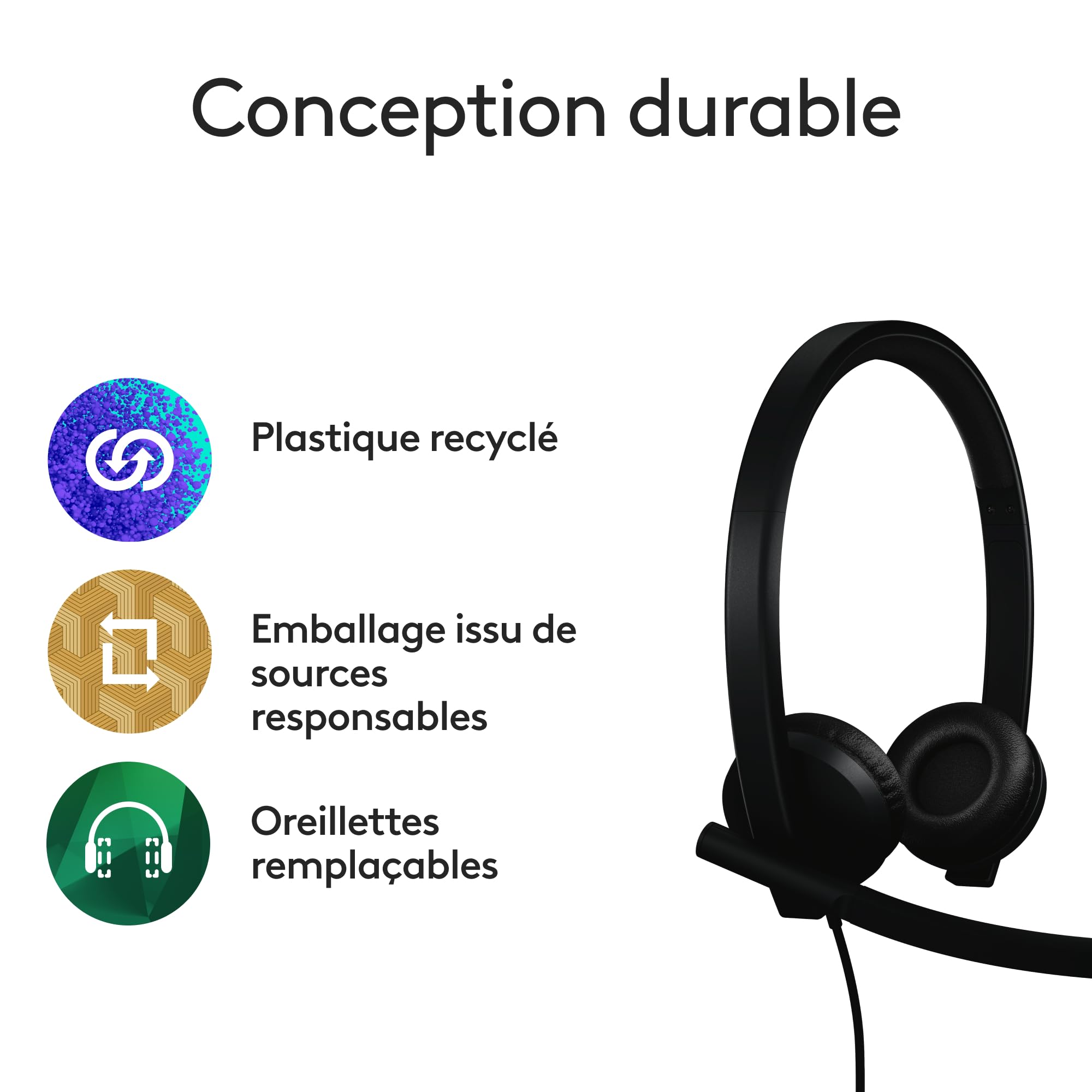 LOGITECH H570e Stereo Teams version Headset Black