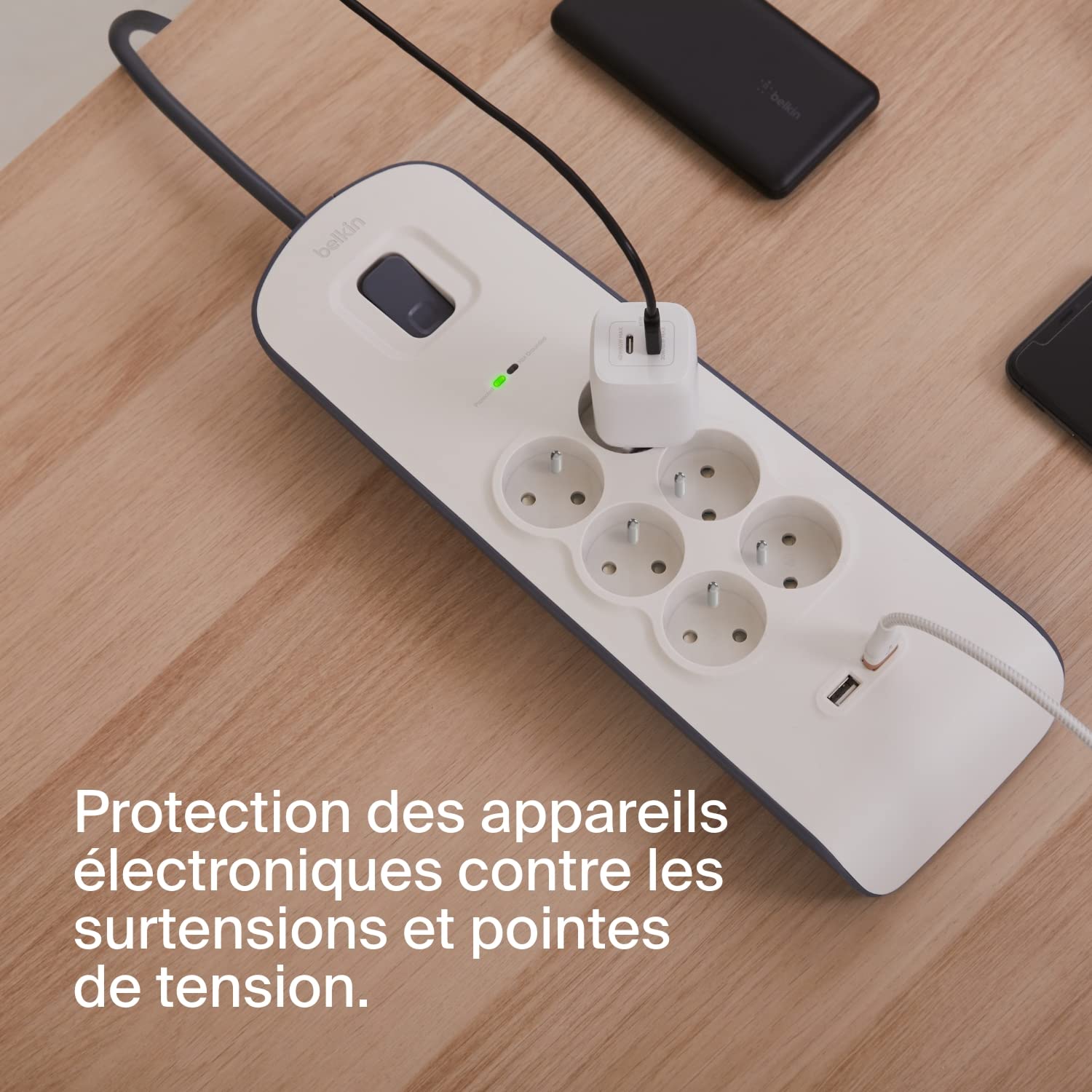 BELKIN Multiprise/Parafoudre 6 Prises 2 Ports USB