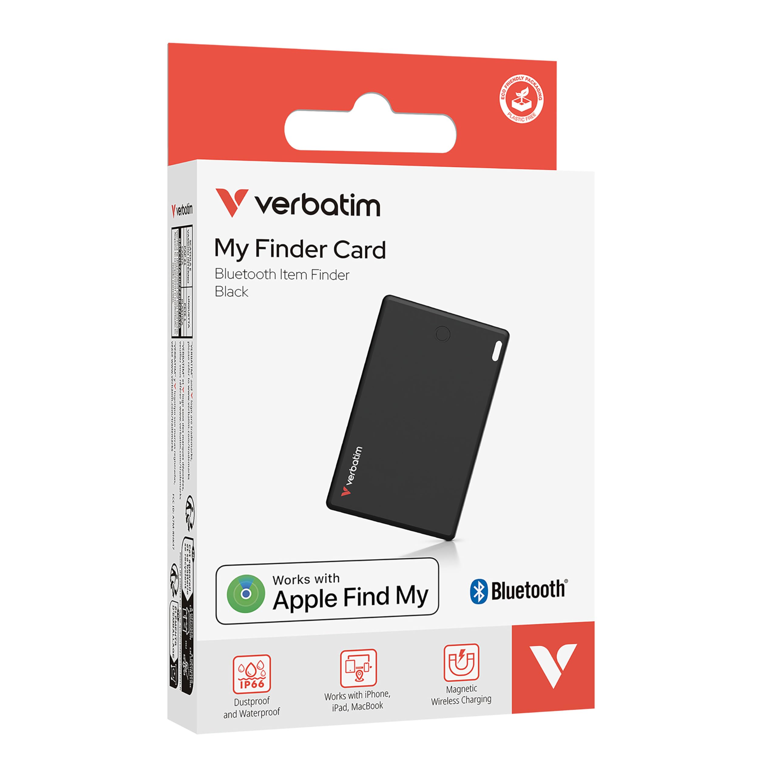 VERBATIM MYFCR-01B MY FINDER CARD BLUETOOTH ITEM FINDER 1 PACK BLACK WCF (P)