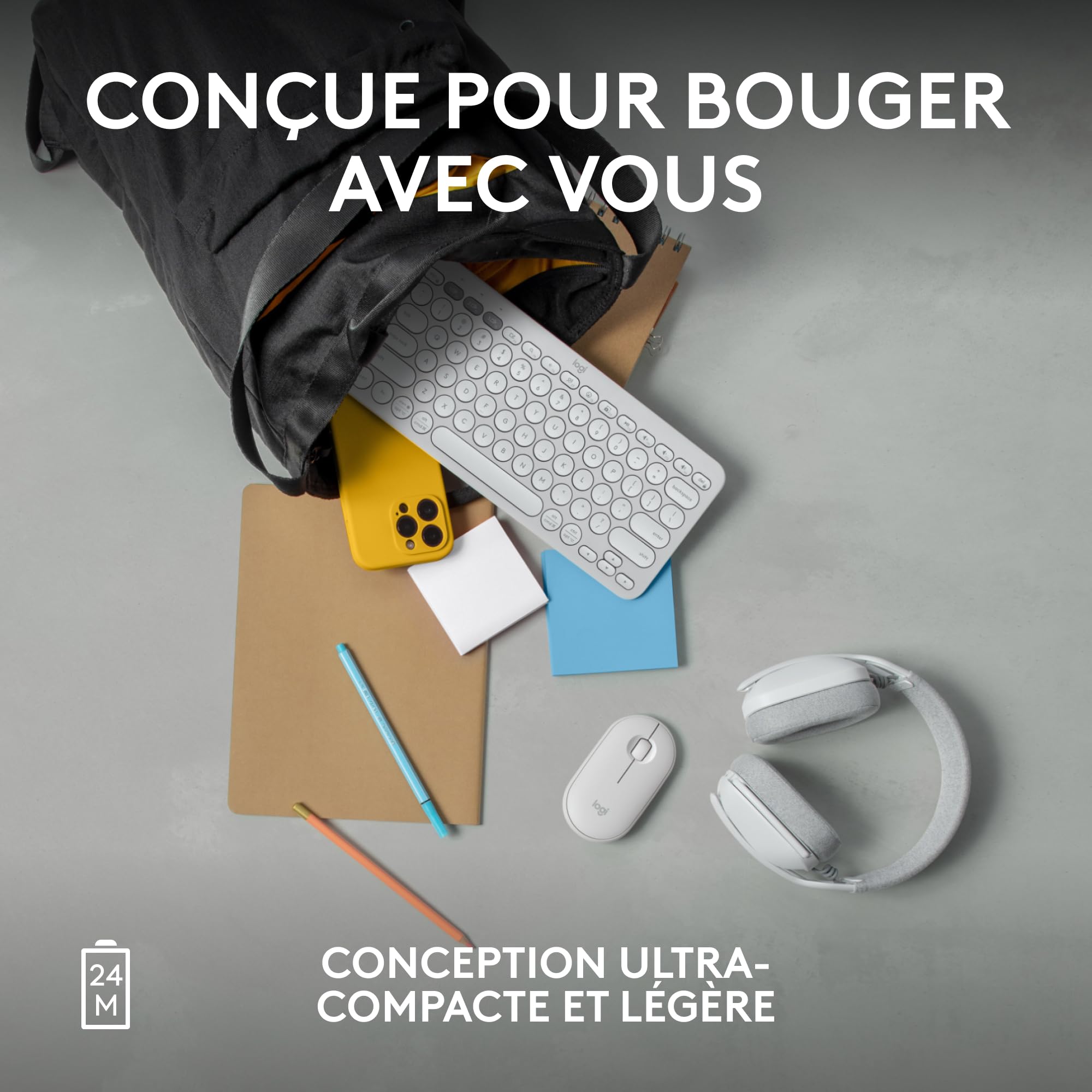 LOGITECH Pebble Mouse 2 M350s Mouse optical 3 buttons wireless Bluetooth 5.2 LE tonal white