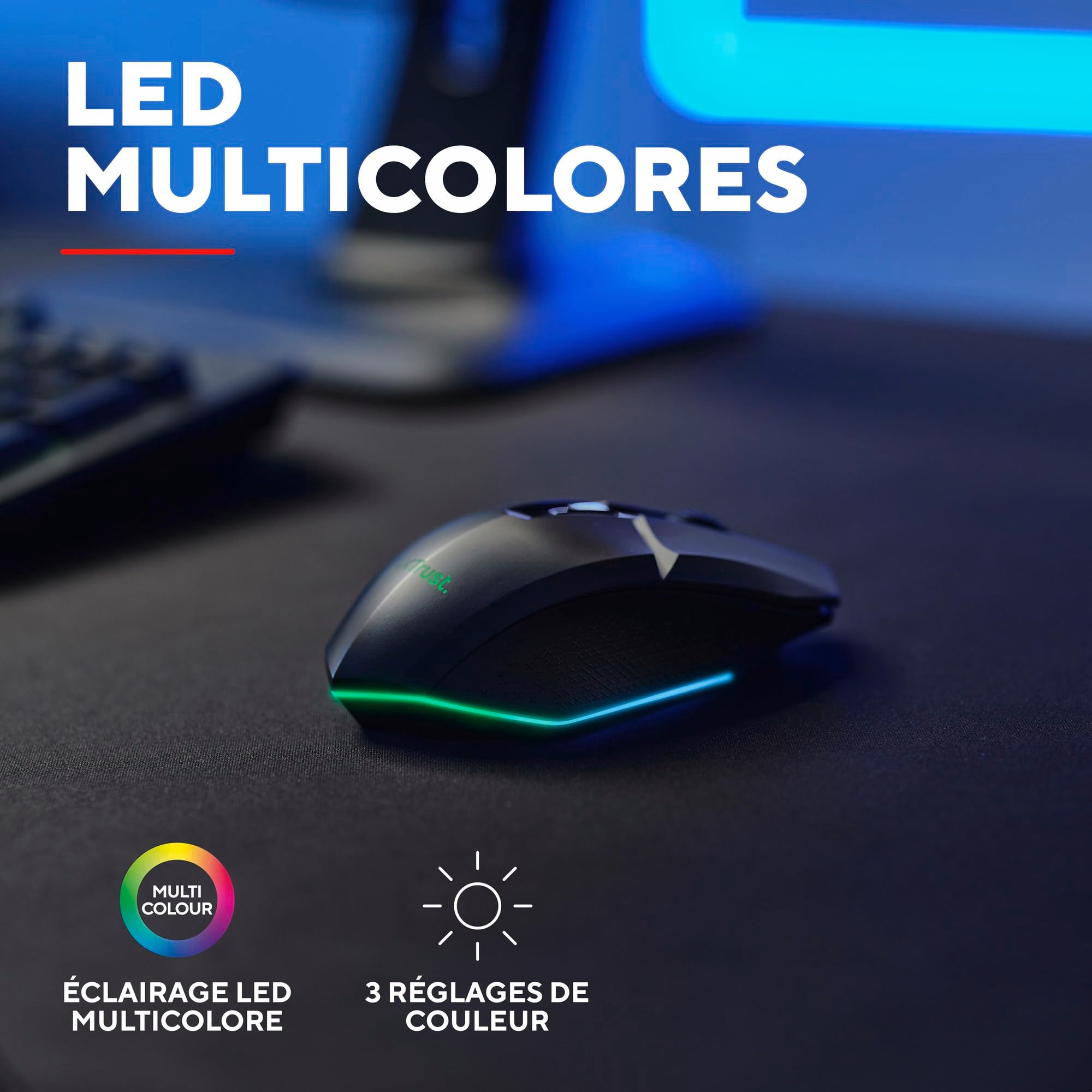 TRUST Souris gaming sans fil FELOX rétroéclairée - Noire