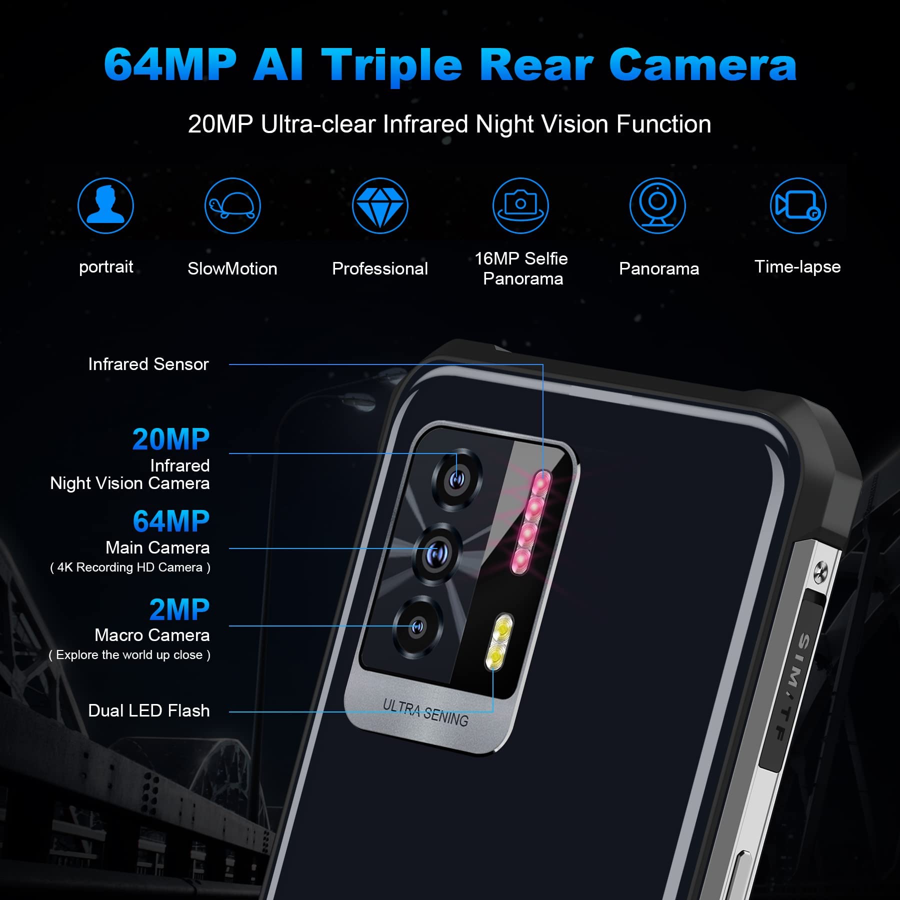Oukitel WP17 (Double Sim - 6.78" - 128 Go, 8 Go RAM) - Noir