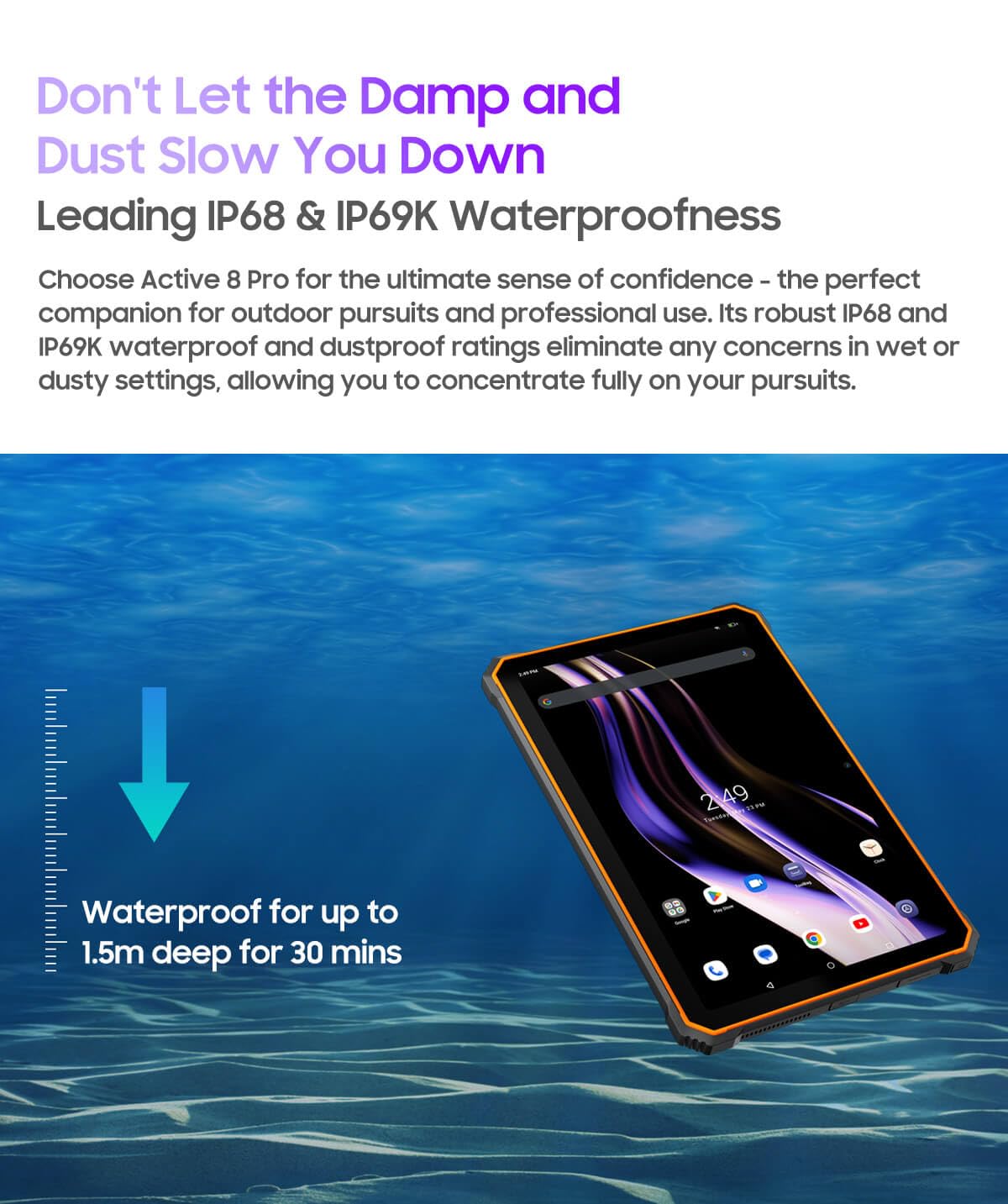 Blackview Active 8 Pro (Double Sim - Ecran 10.36'' - 4G/LTE - 256 Go, 8 Go RAM) Orange