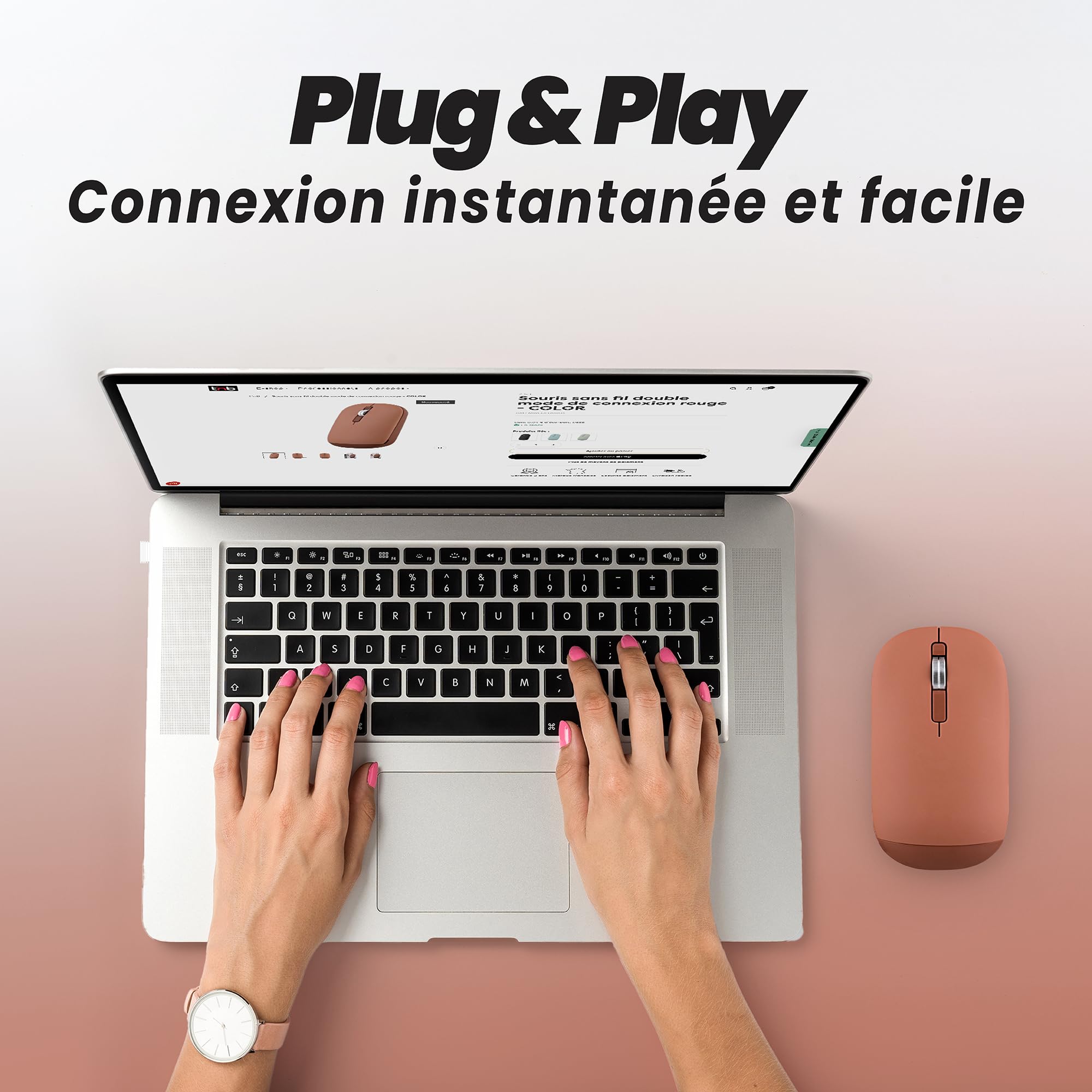 TNB COLOR - Souris sans fil double mode de connexion - rouge