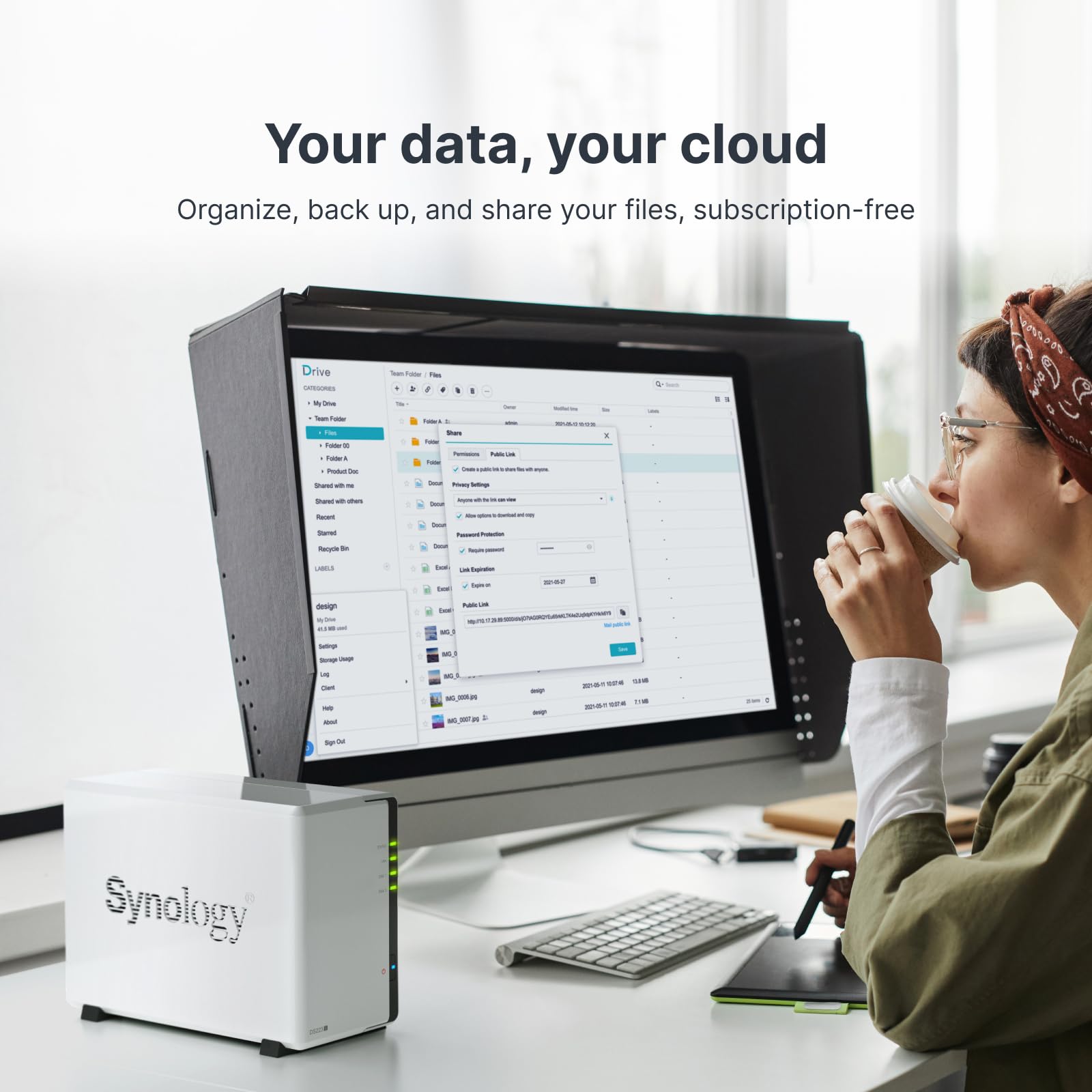 SYNOLOGY DS223J 2-Bay NAS RTD1619 1Go RAM