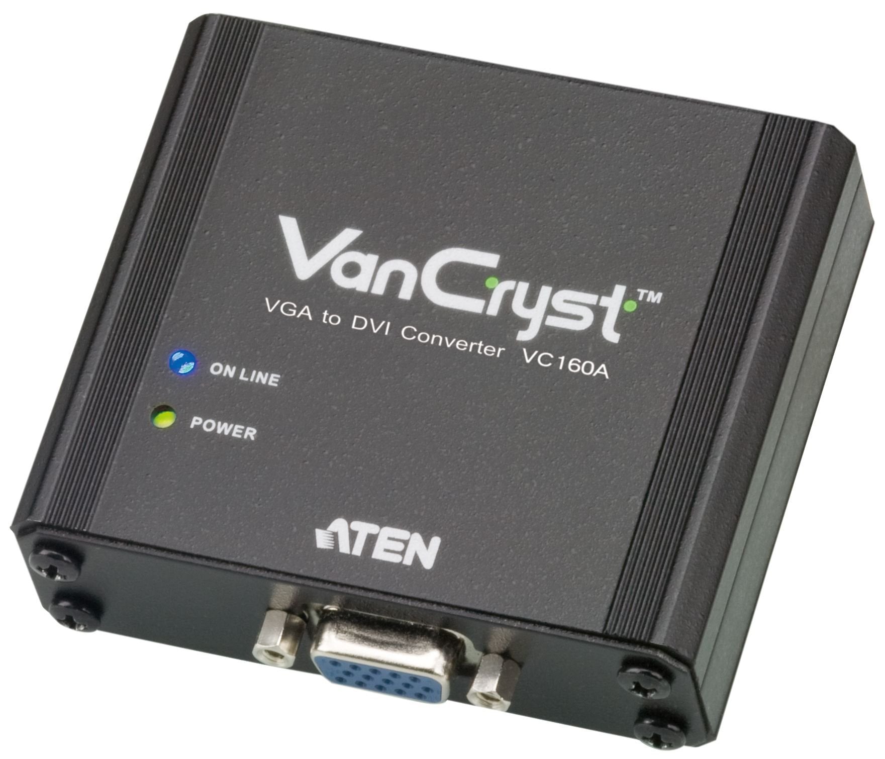 ATEN Convertisseur VGA-DVI - Noir - Métal - 1920 x 1200 pixels - 1920 x 1200 pixels - 165 MHz - VGA (D-Sub)