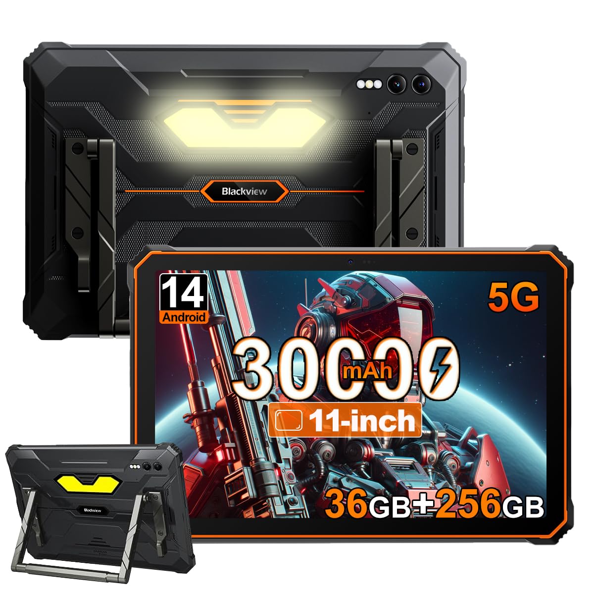 Blackview Active 10 Pro (Tablette Robuste 5G - Ecran 10.95''  - 256 Go, 12 Go RAM - 30 000 mAh) Orange