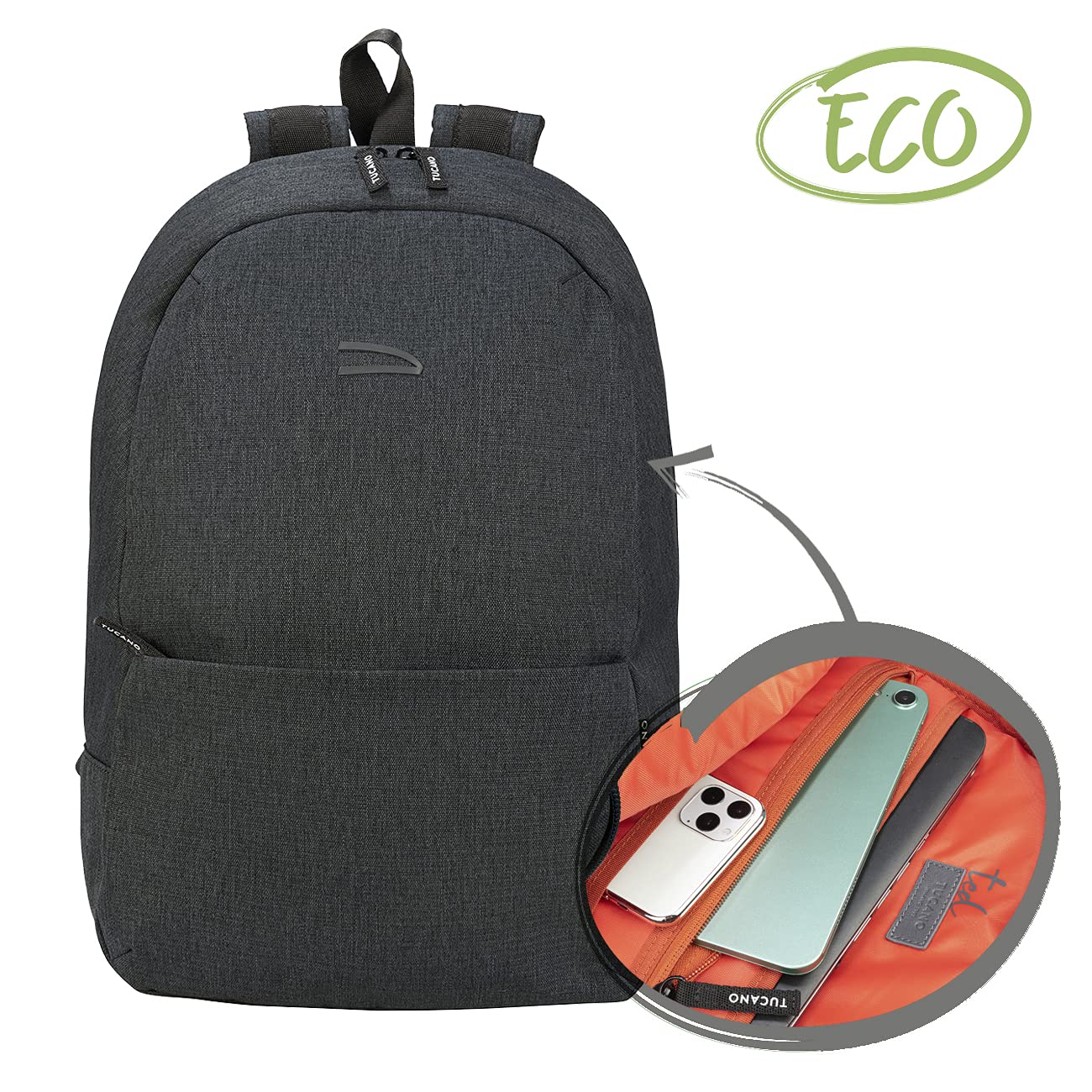 Tucano TED Sac à dos 13-14  Gris interieur rouge