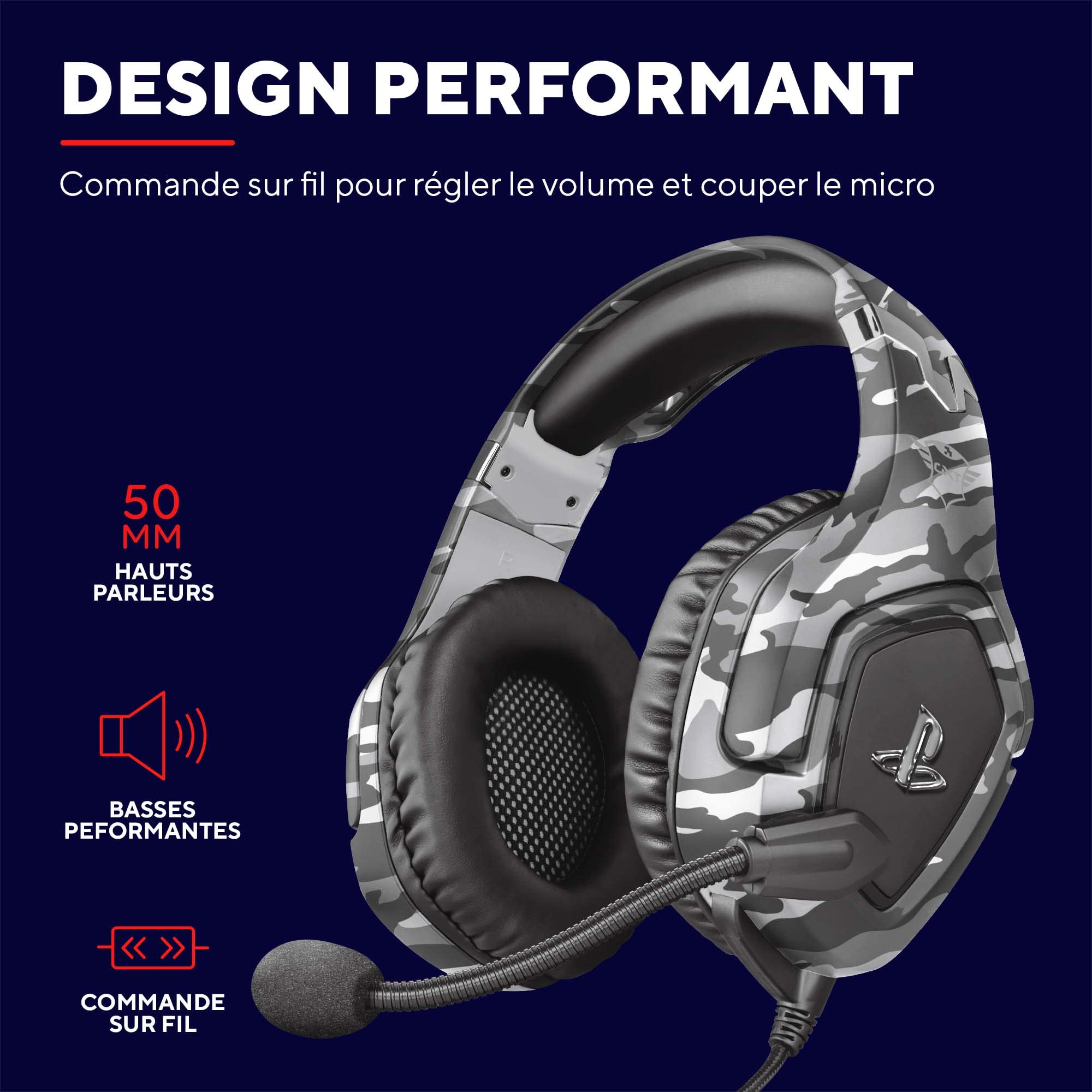 TRUST Casque gaming FORZE pour PS5/PS4 license officielle - Grey