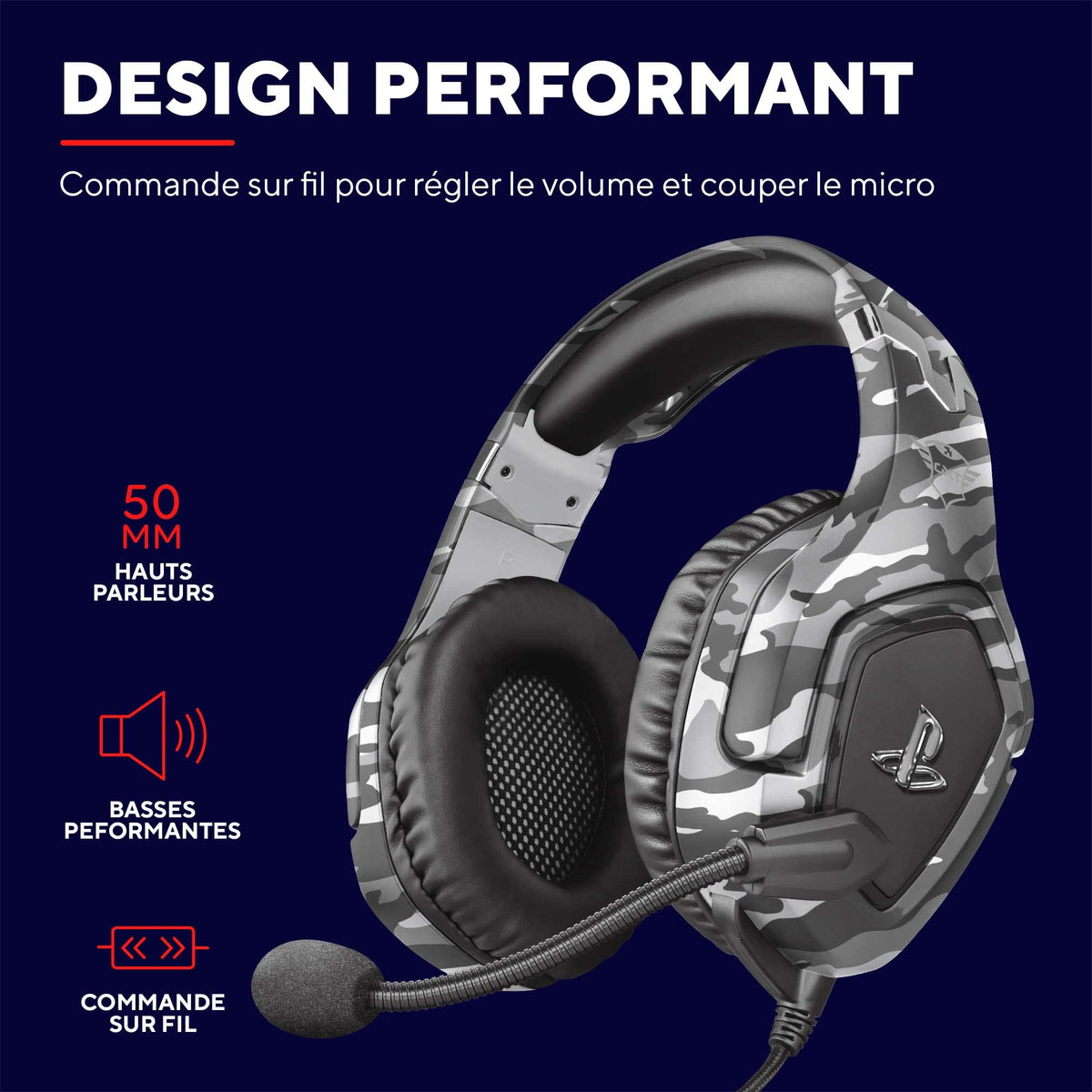 TRUST Casque gaming FORZE pour PS5/PS4 license officielle - Grey