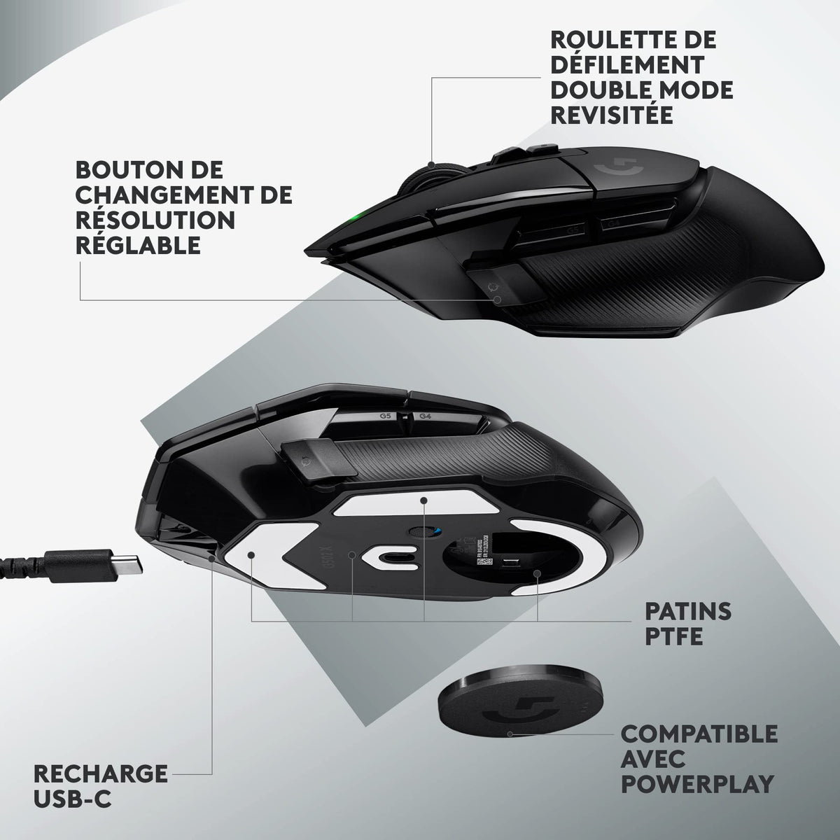LOGITECH G G502 X LIGHTSPEED Mouse optical 8 buttons wireless 2.4 GHz USB LOGITECH LIGHTSPEED receiver black