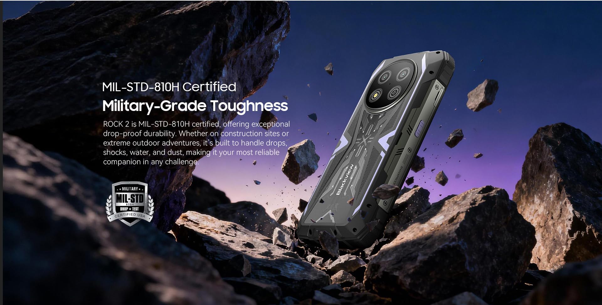 Blackview Rock 2 (NFC - 6.67'' - 256 Go, 8 Go RAM - 15000mAh) Violet
