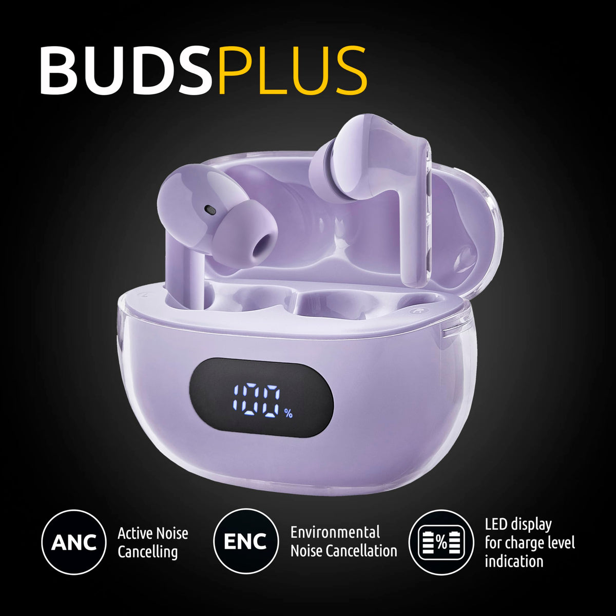 INTENSO Ecouteurs BUDS PLUS sans fil, violets