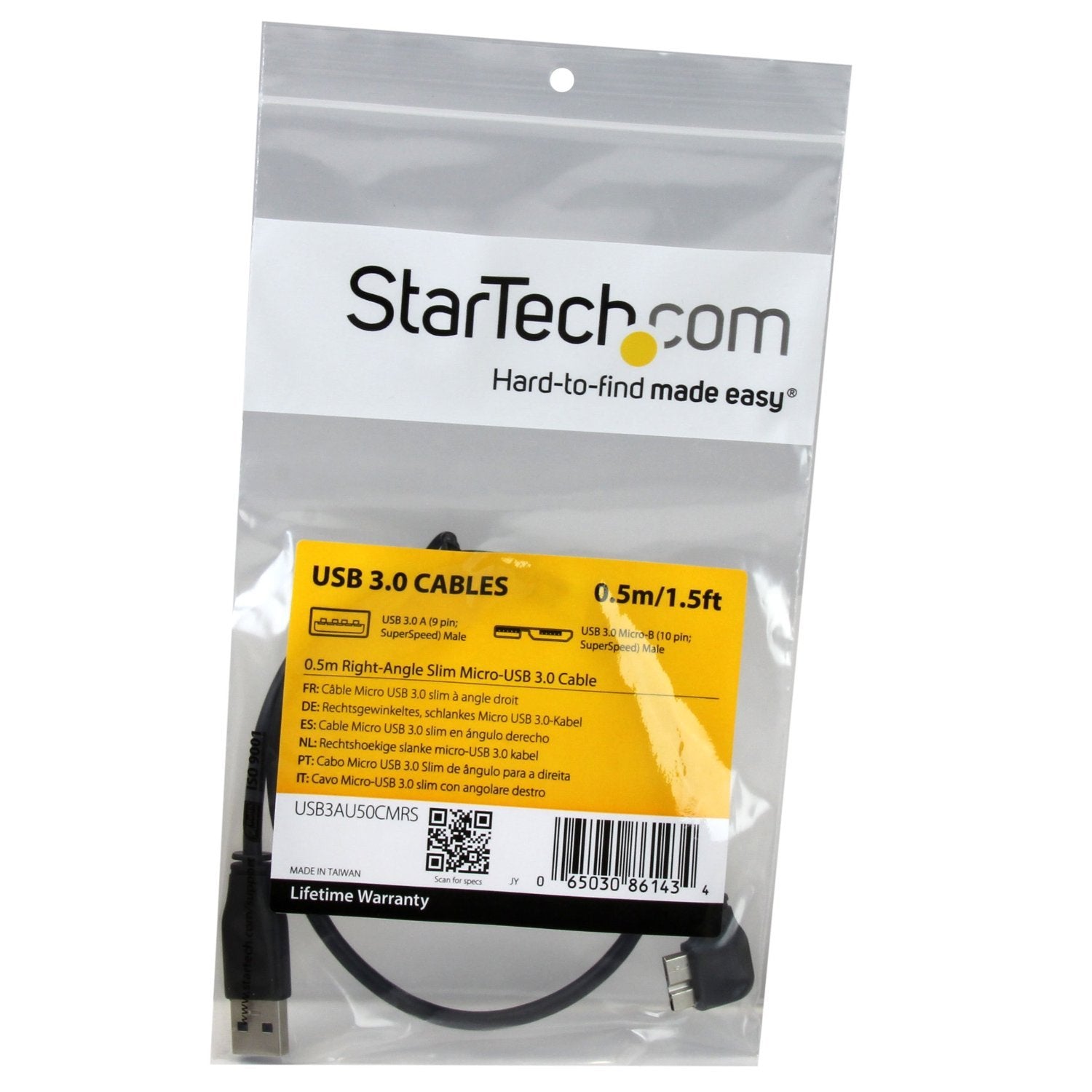 0.5m 20in Slim Micro USB 3.0 Cable - M/M