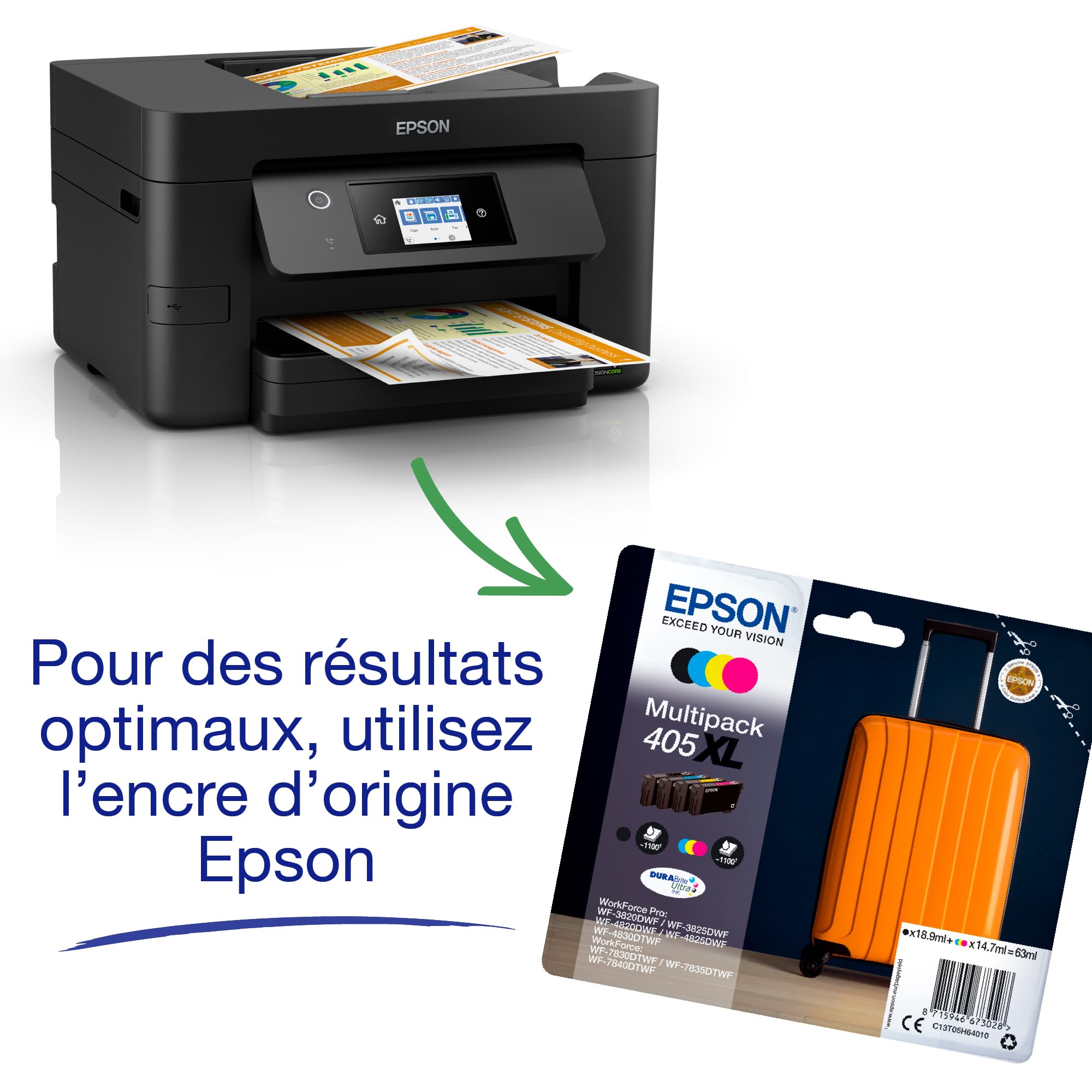 EPSON WorkForce Pro WF-3820DWF MFP colour ink-jet A4 21ppm print 250 sheets USB 2.0 LAN Wi-Fi USB host