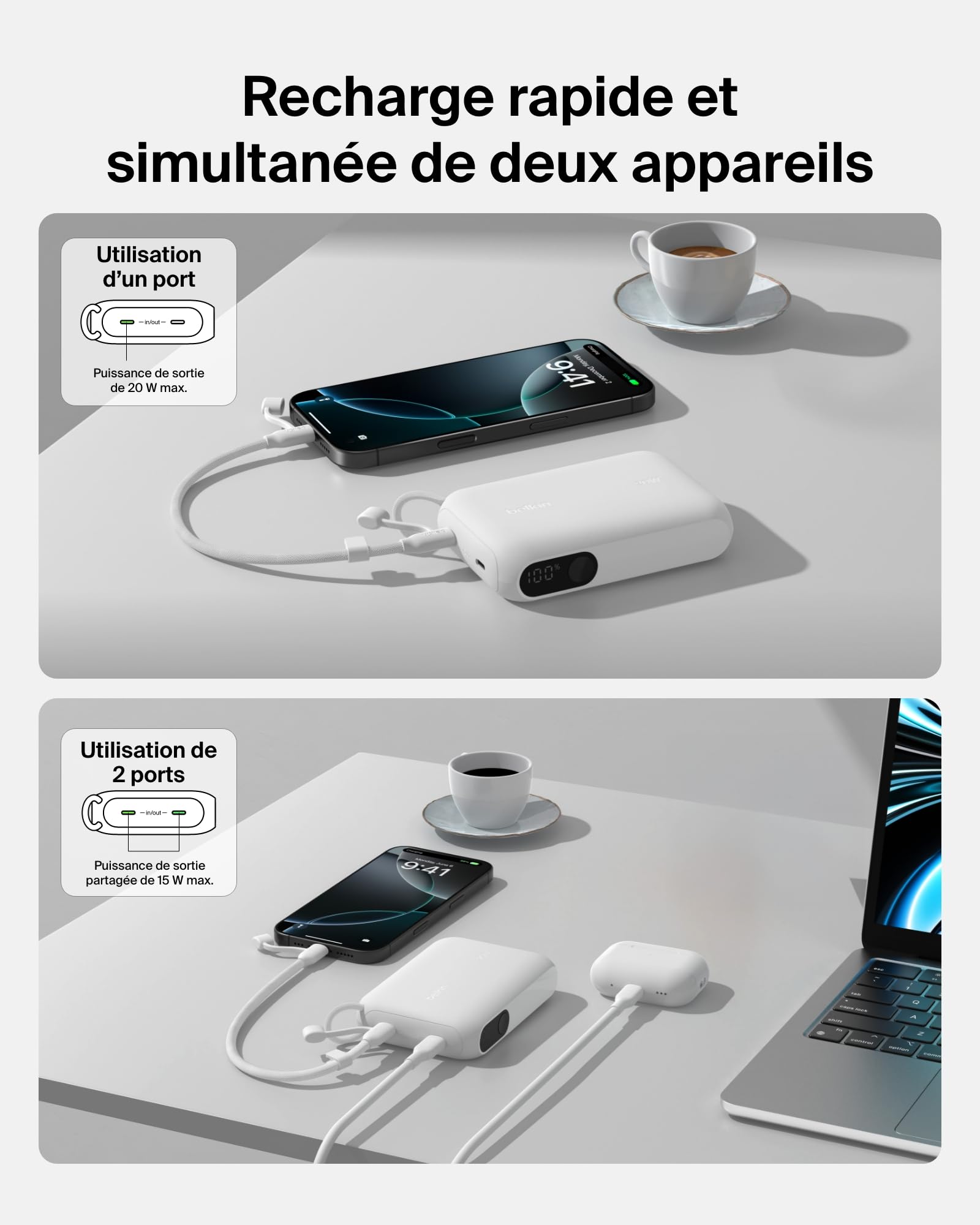 BELKIN 10k PD20W Power Bank with Display White