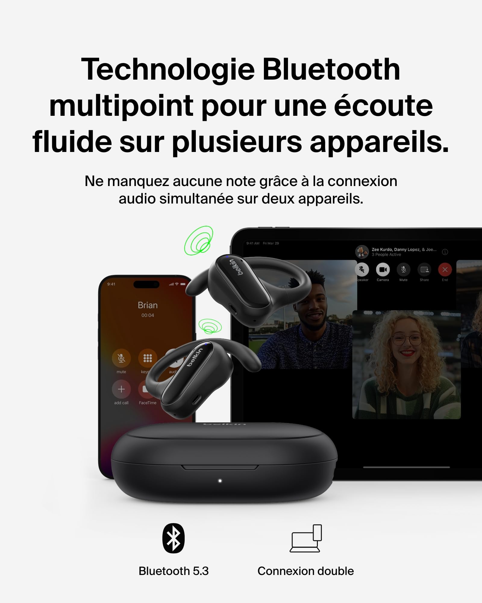 BELKIN Clearfit Open-Ear Wireless Earbuds Black