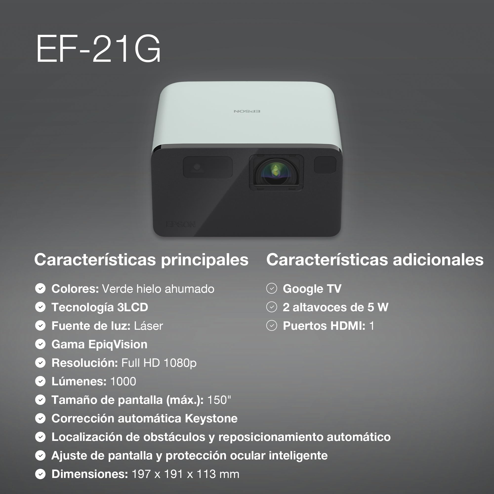 Projecteur Laser Epson EF-21G 1.000lm Full HD Technologie 3LCD