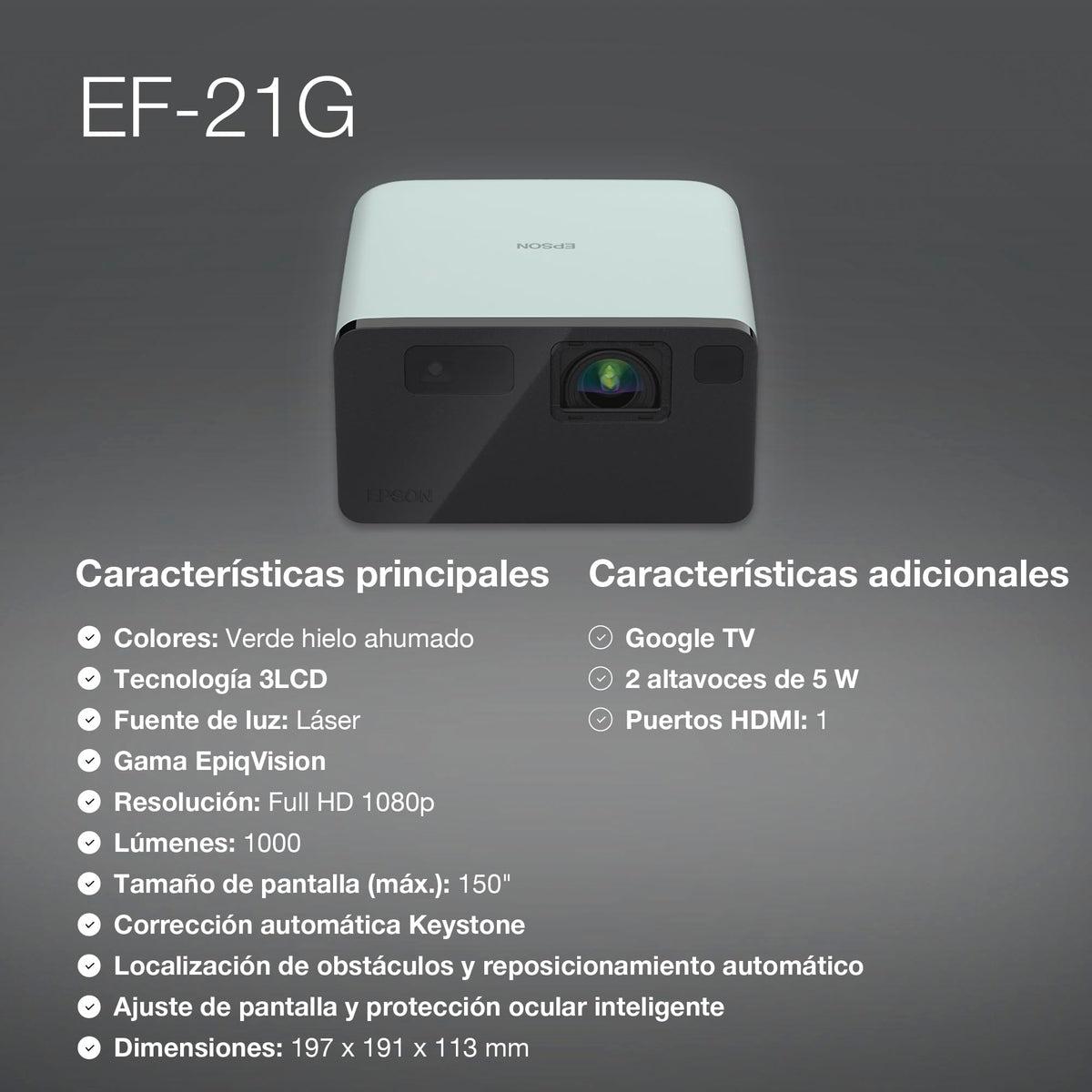 Projecteur Laser Epson EF-21G 1.000lm Full HD Technologie 3LCD