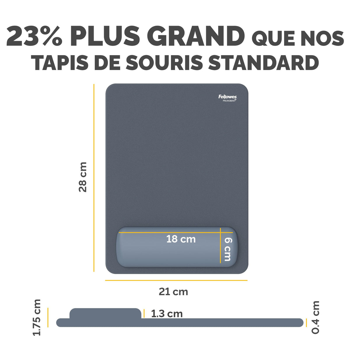 FELLOWES Tapis souris repose-poignets XL Breyta Bleu gris