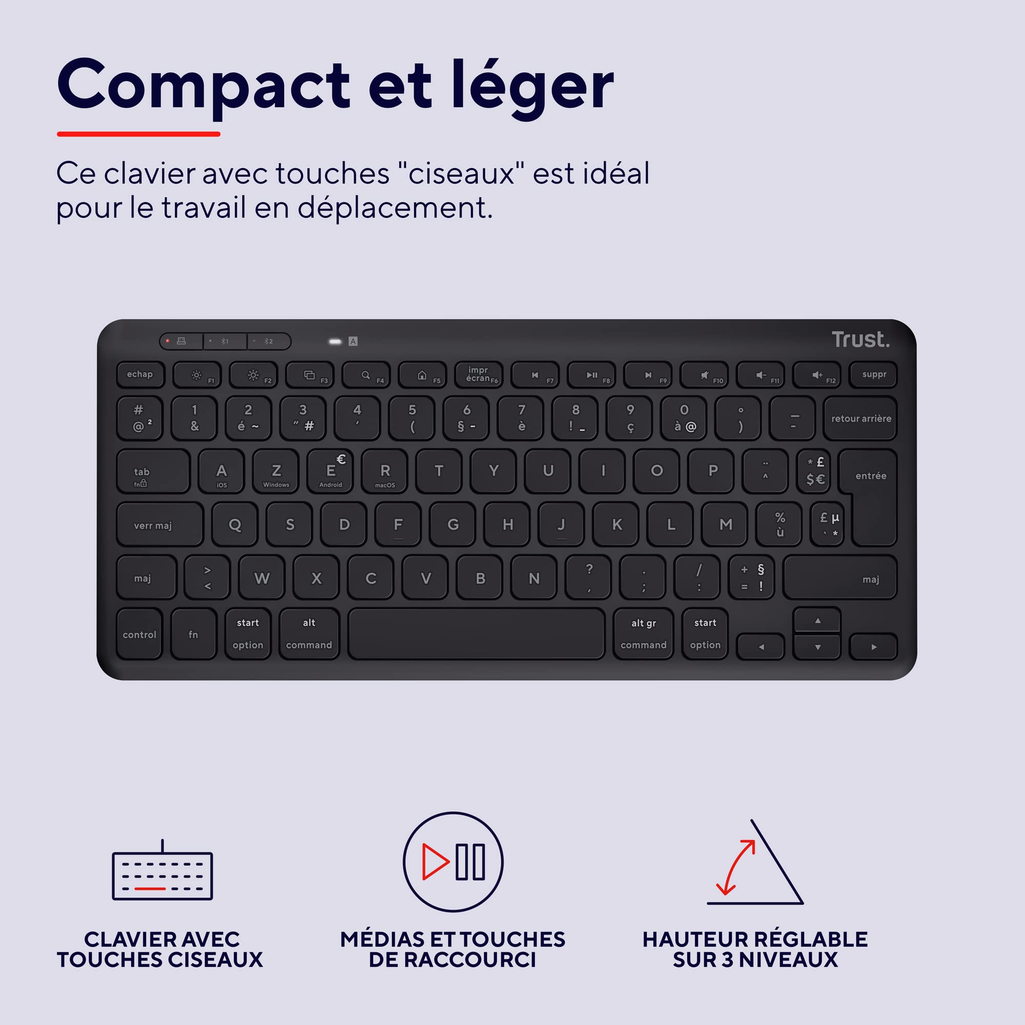 TRUST Clavier sans fil LYRA Bluetooth (FR)