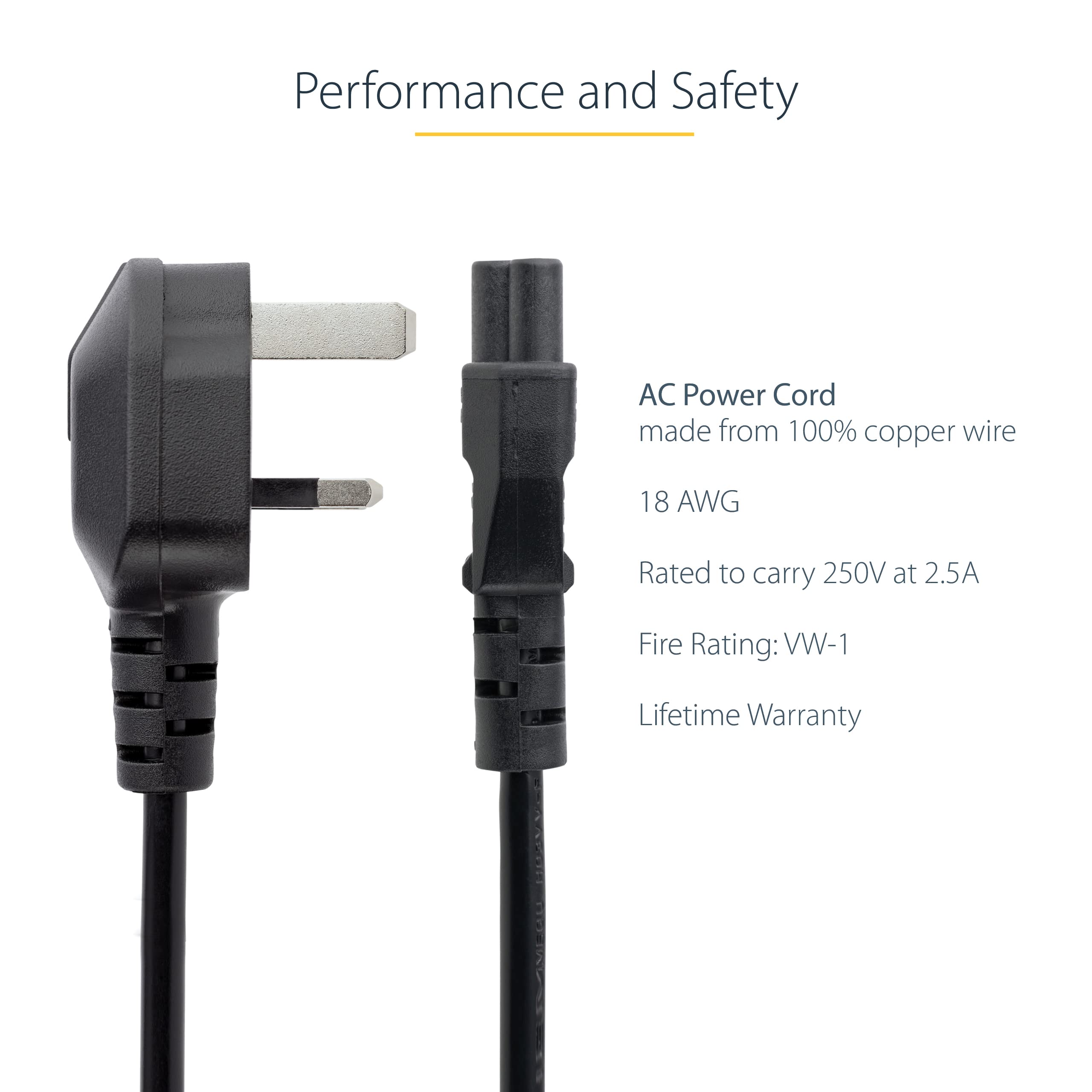 1m C5 UK Laptop Power Cord - BS-1363