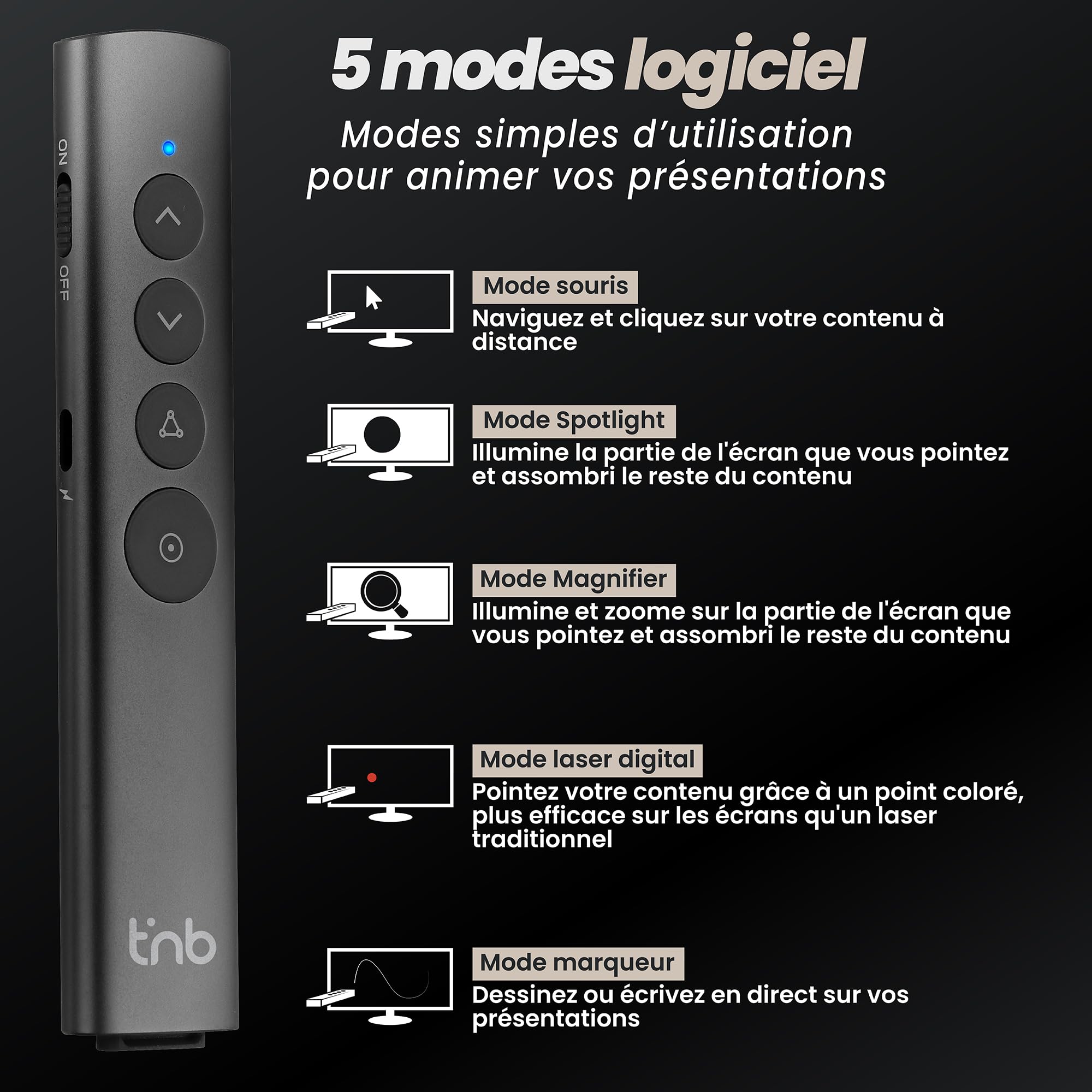 TNB Rechargeable spotlight presentation remote control AIRPRESENTER