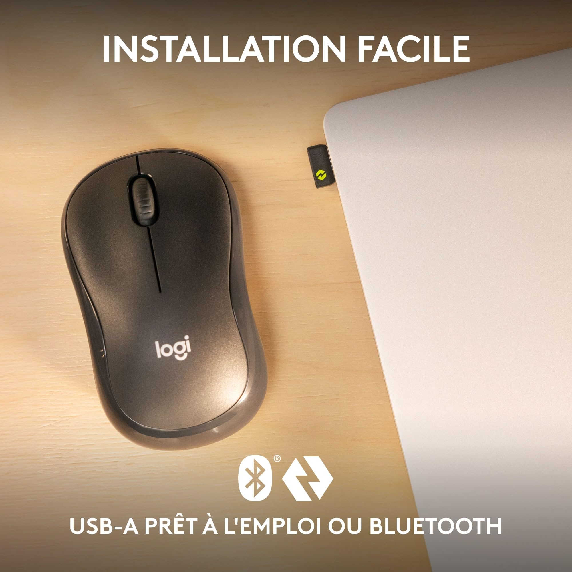 LOGITECH M240 for Business Mouse right and left-handed optical 3 buttons wireless Bluetooth Bolt USB receiver graphite