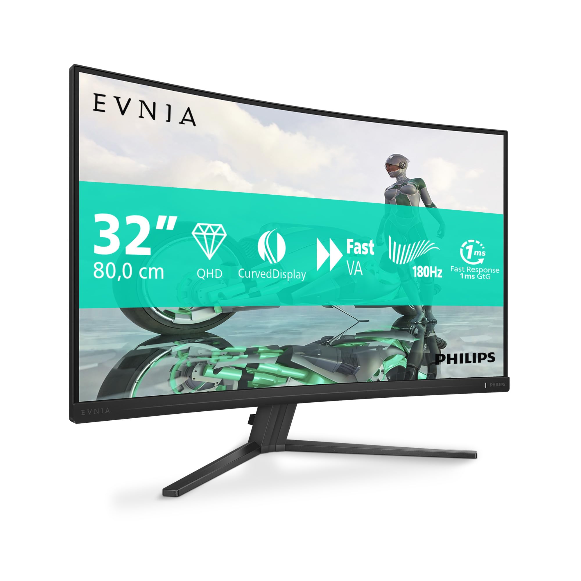 PHILIPS Evnia 3000 32M2C3500L - Ecran Gaming incruvé - 32p - 2560 x 1440 QHD 180 Hz - VA - 300 cd/m² -3500:1 - HDR10 - 2xHDMI DP -
