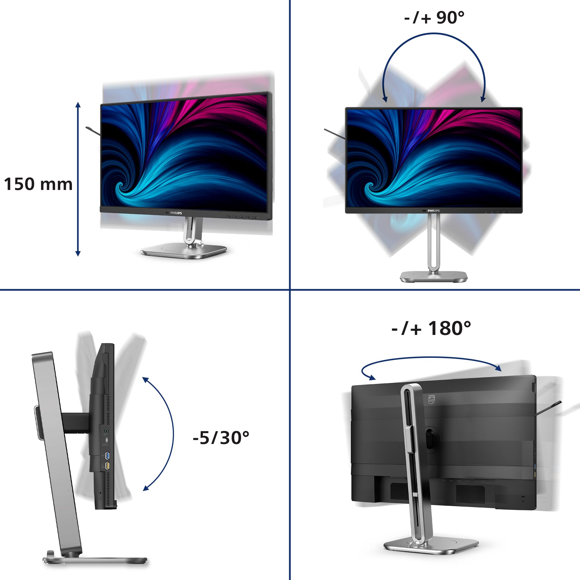 PHILIPS 24B2U4301/00 23.8inch 1920x1080 HDMI DP DaisyChain USB USB-C RJ-45