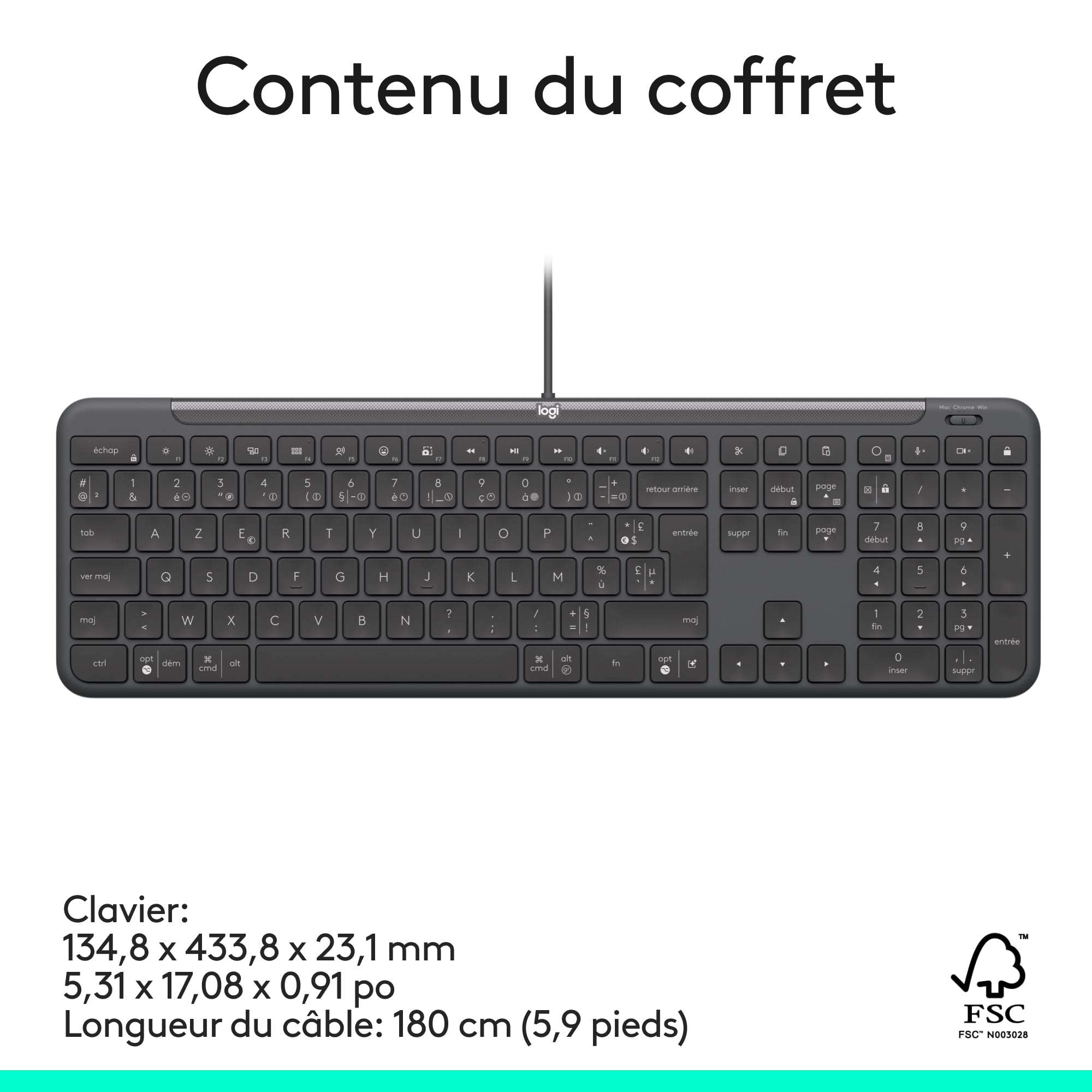 LOGITECH Wired Keyboard K620 for Business Graphite (FR)