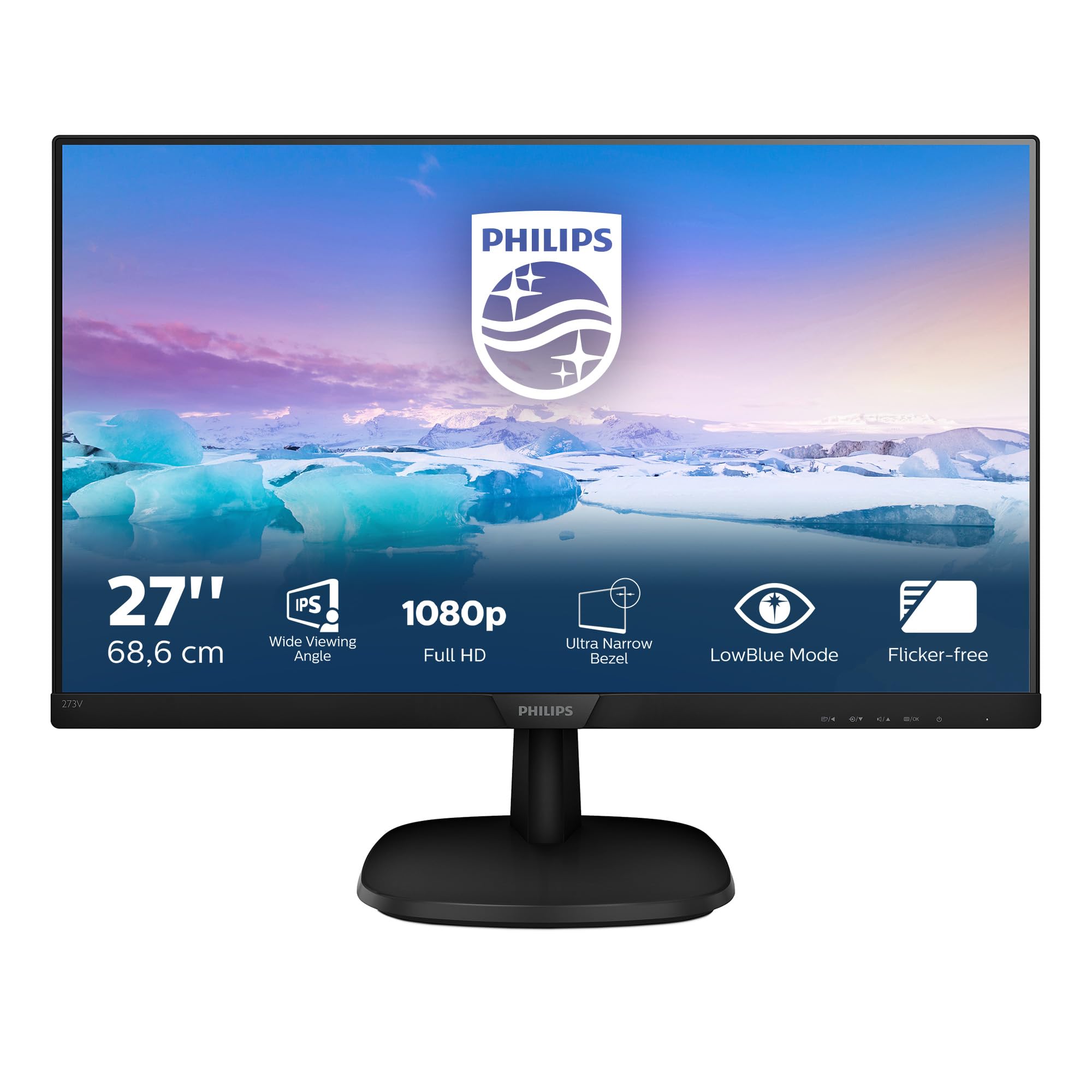 PHILIPS 273V7QJAB 27inch FHD 1920x1080 IPS 250cd 5ms LowBlue Flickerfree DP HDMI VGA Speaker tilt