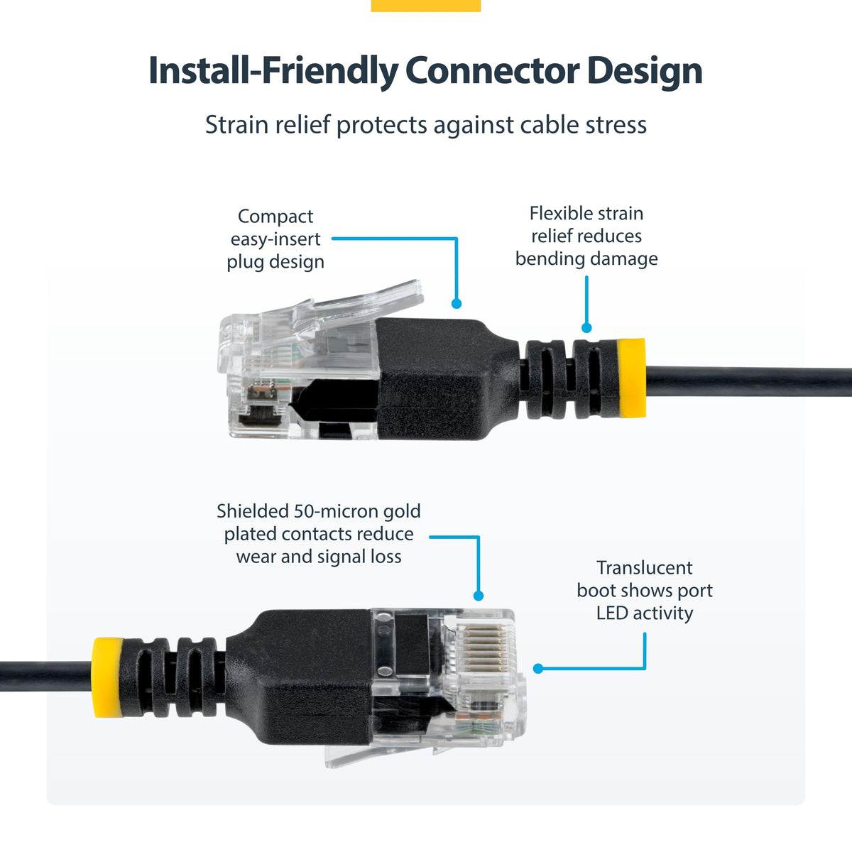 30cm Black Ultra Slim CAT6a Cable