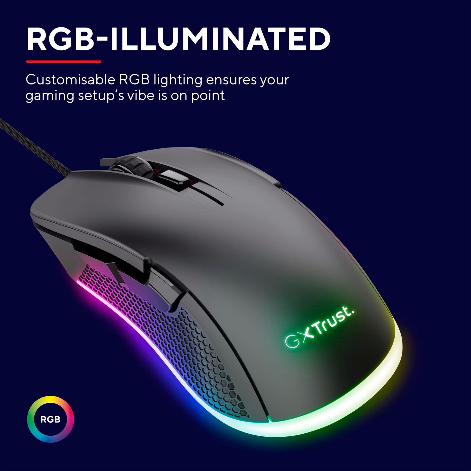 TRUST Souris gaming filaire YBAR noire
