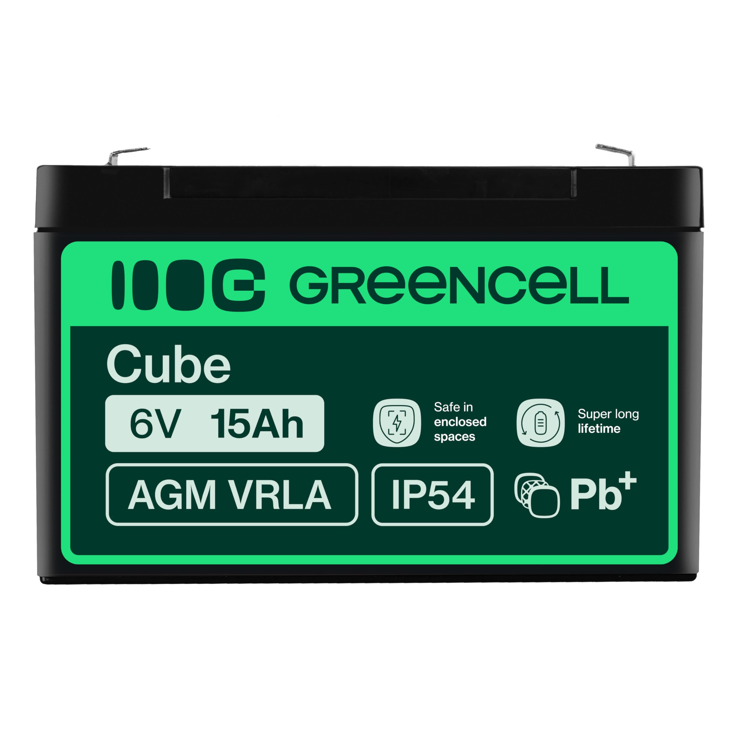 Green Cell AGM40 - 6 V - 1 piece(s) - Noir - 15 Ah - 1,8 kg - 151 mm