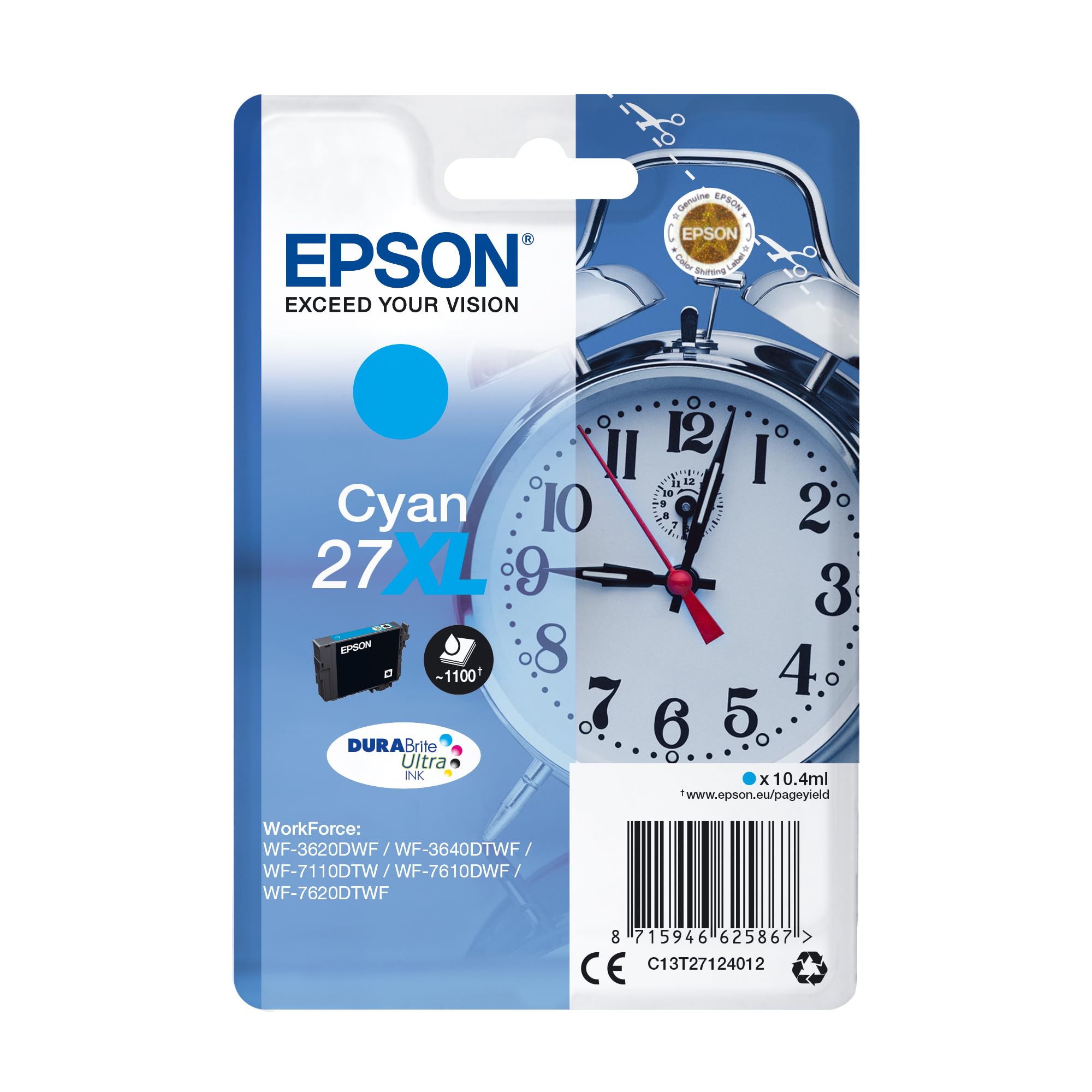 Cartouche EPSON C13T27124012 DuraBrite 27XL - Cyan