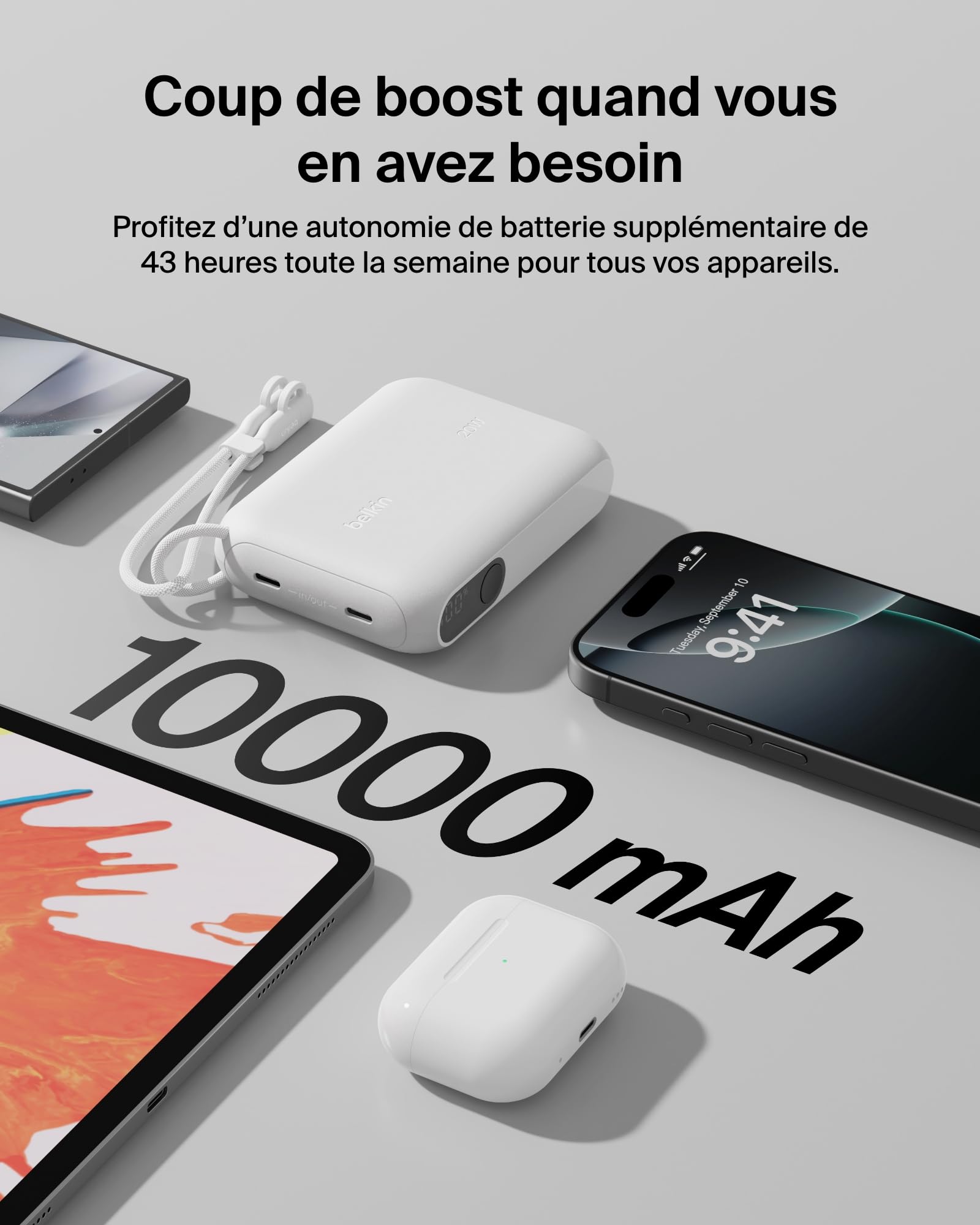 BELKIN 10k PD20W Power Bank with Display White