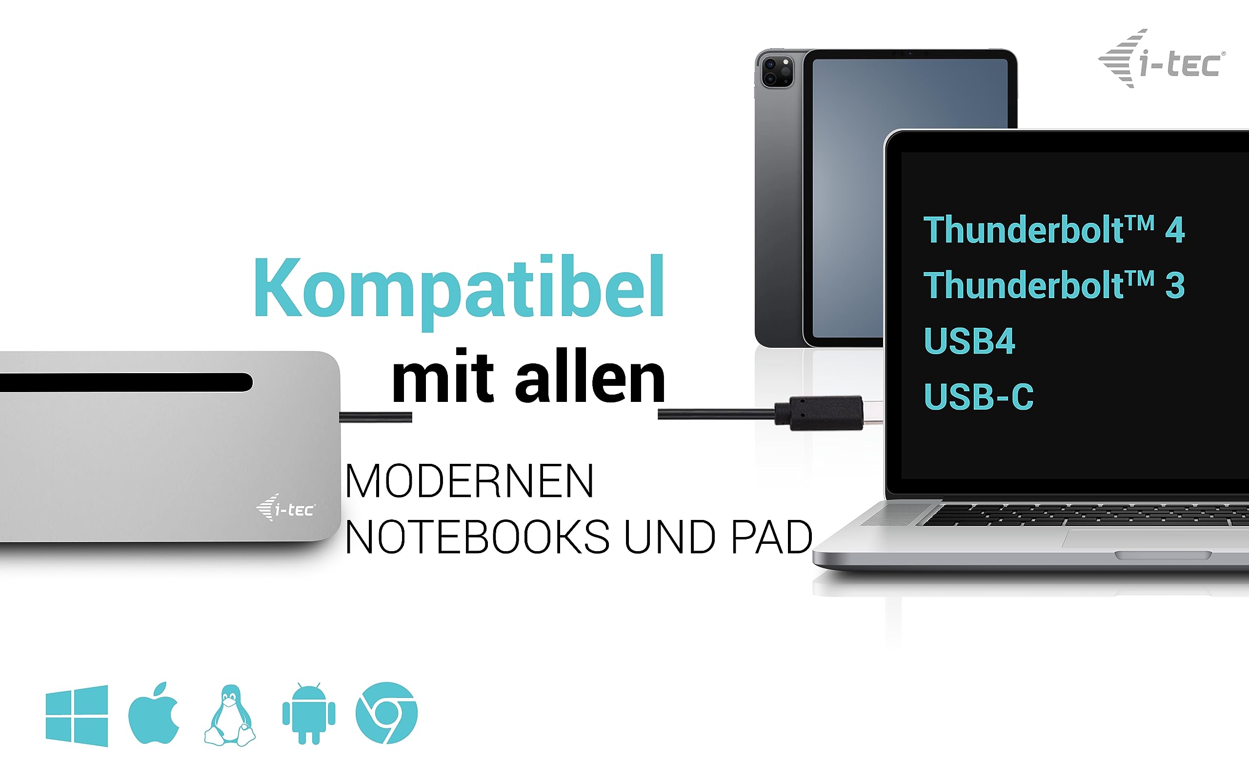 I-TEC USB-C Metal Ergonomic 4K 3x Display Docking Station with PD 100 W