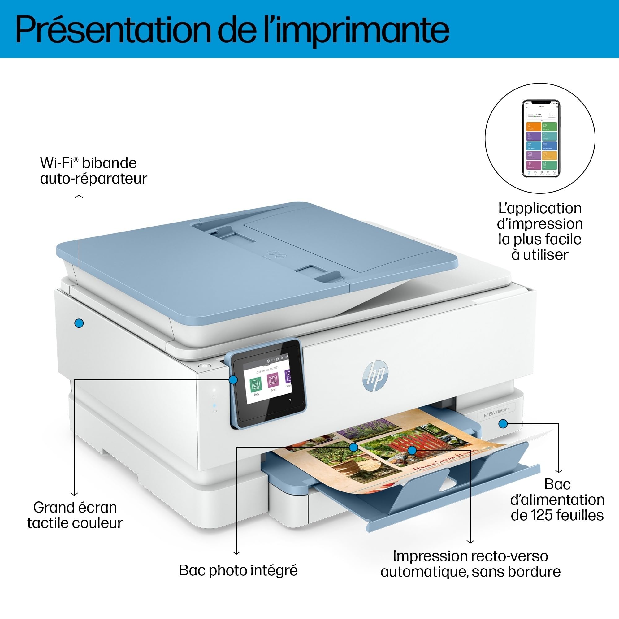 HP ENVY Inspire 7921e All-in-One MFP colour inkjet 216x297mm A4 13ppm Copy 15ppm Print 125sheets USB Wi-Fi Bluetooth surf blue