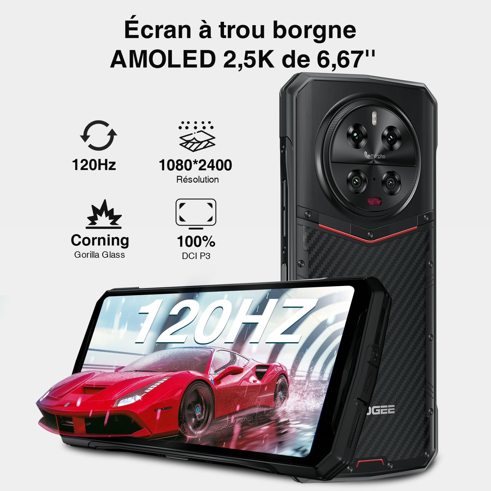Doogee DK10 (Double Sim - 5G - NFC - 6.67'' - 512 Go, 12 Go RAM) Noir