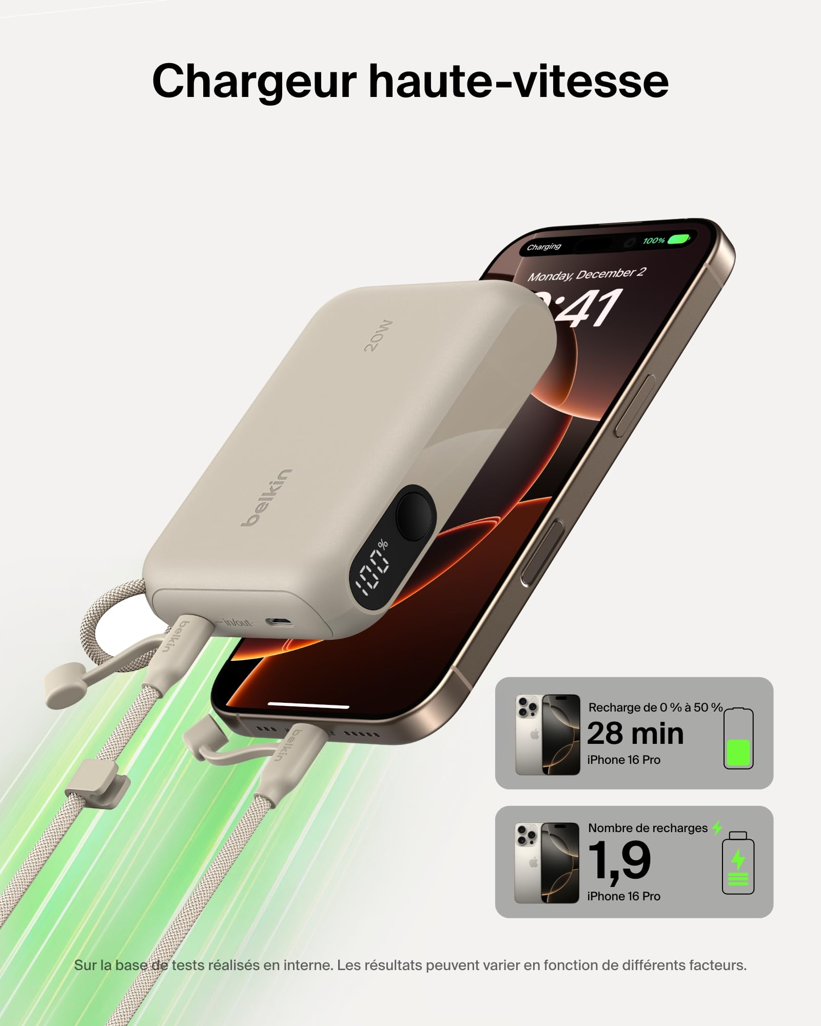 BELKIN 10k PD20W Power Bank with Display Sand