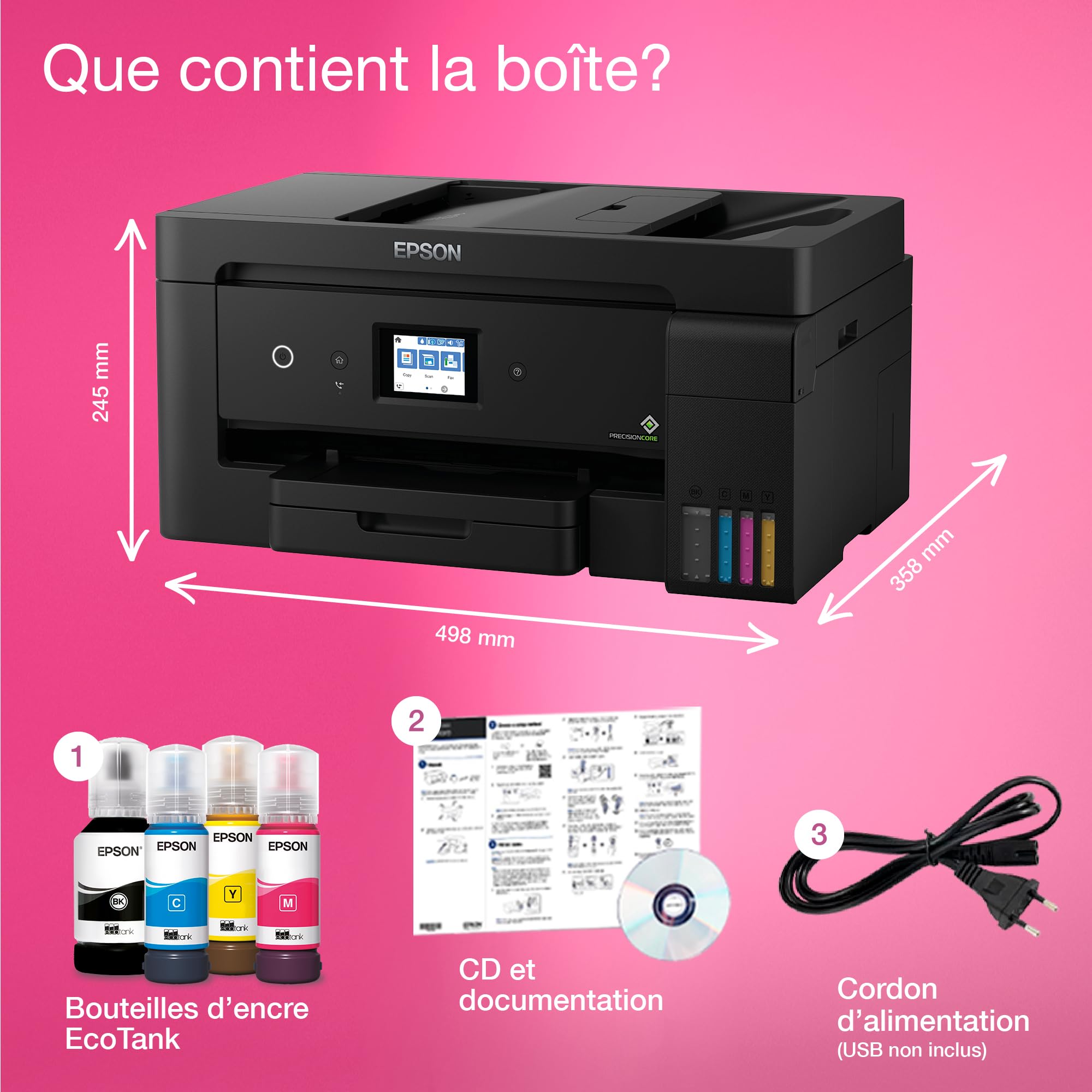 EPSON EcoTank ET-15000 MFP colour ink-jet A3/Ledger 297x432mm 11.5ppm copy 17ppm print 270 sheets USB 2.0 LAN Wi-Fi