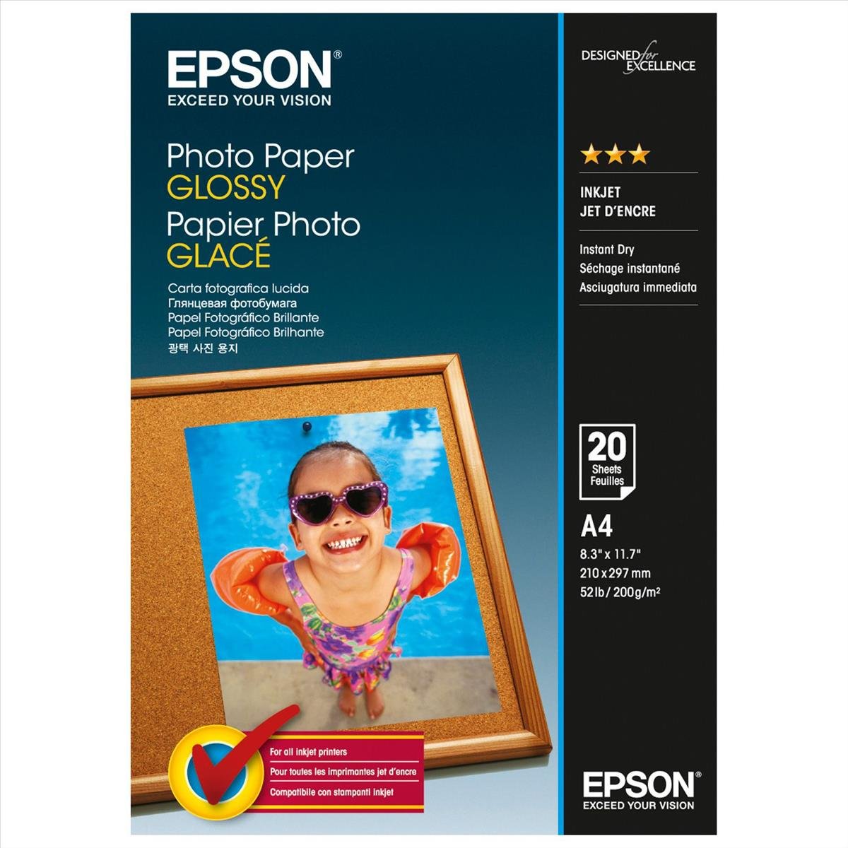 EPSON S042538 Photo  papier brillant 200g/m2 A4 20 feuilles pack de 1