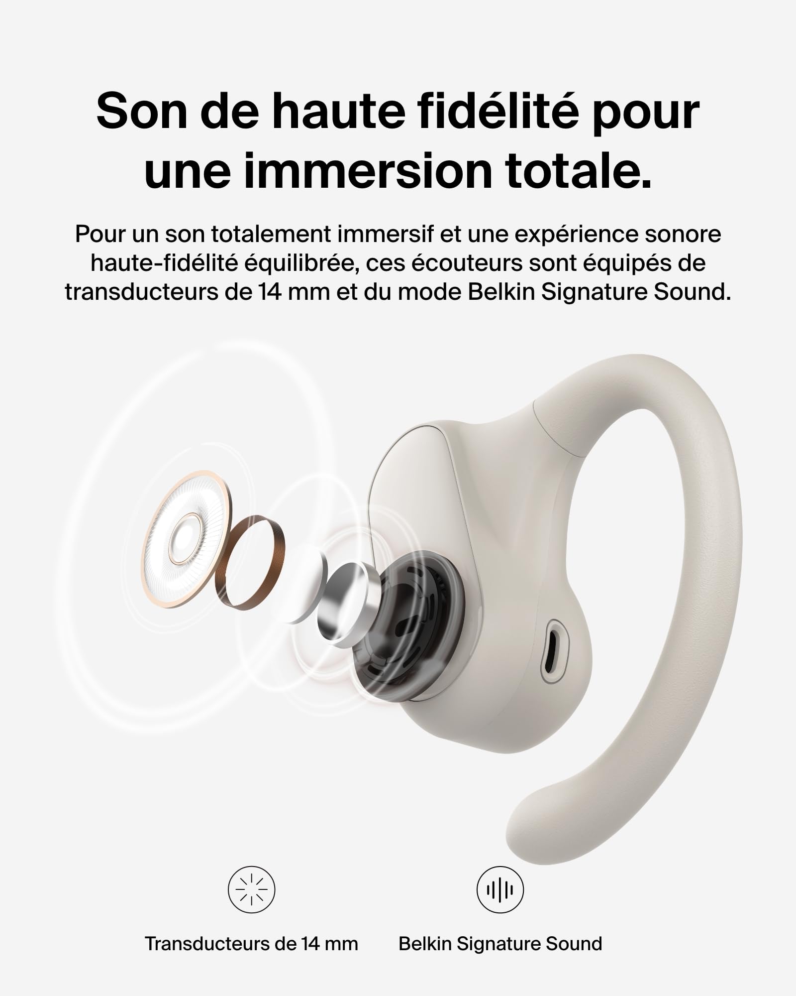 BELKIN Clearfit Open-Ear Wireless Earbuds Sand