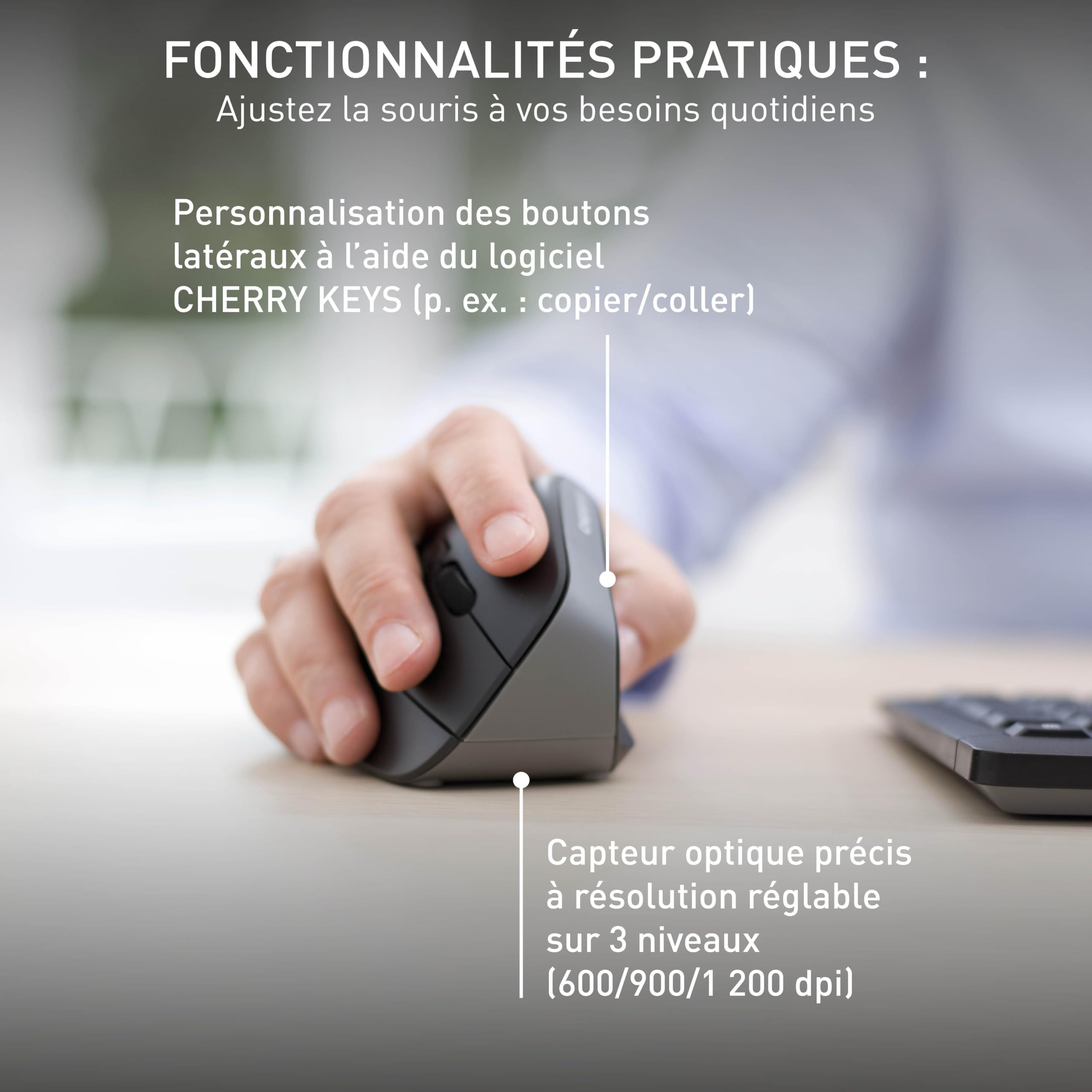 CHERRY Souris MW-4500 sans fil USB noire