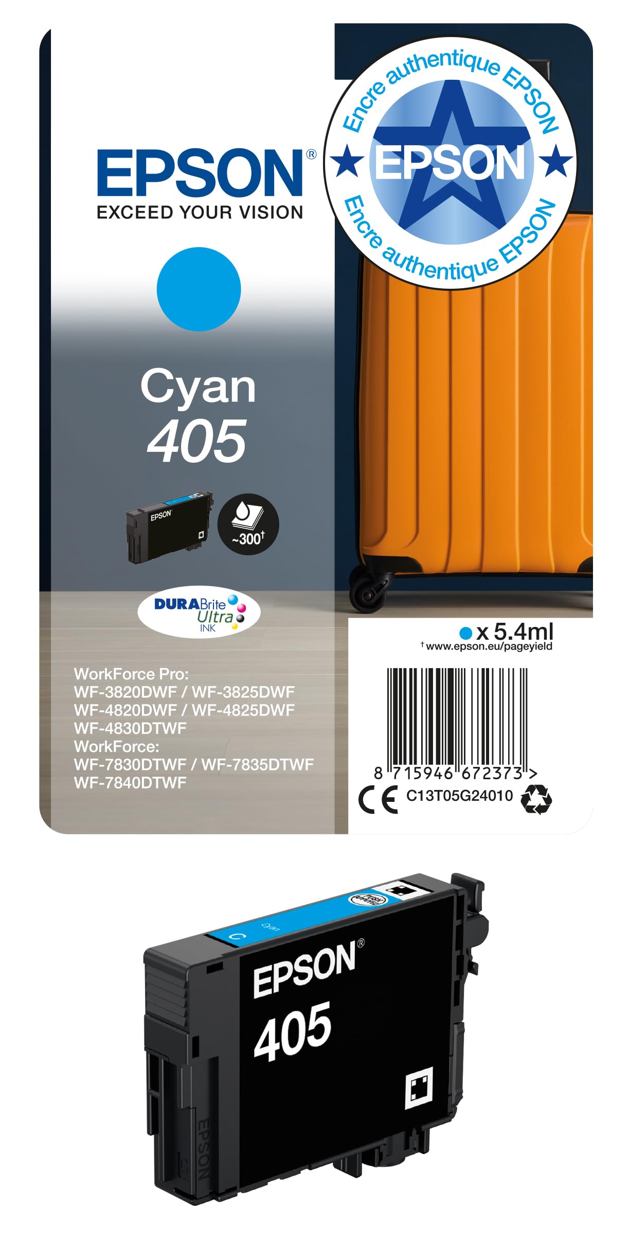 EPSON 6LB Singlepack Cyan 405 DURABrite Ultra Ink